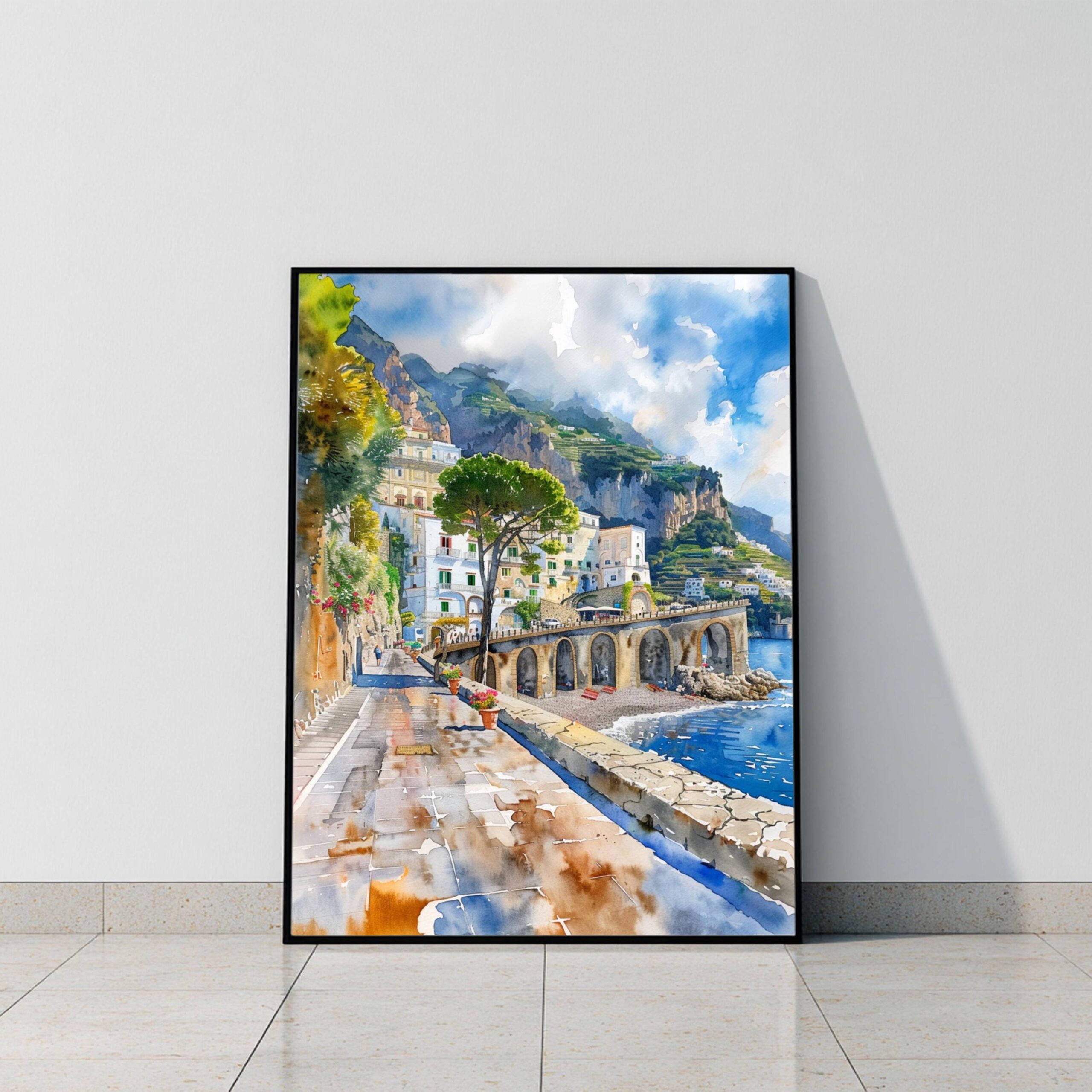 Atrani Amalfi Coast Italy Europe Watercolor Print: Travel Art Poster - Image 10