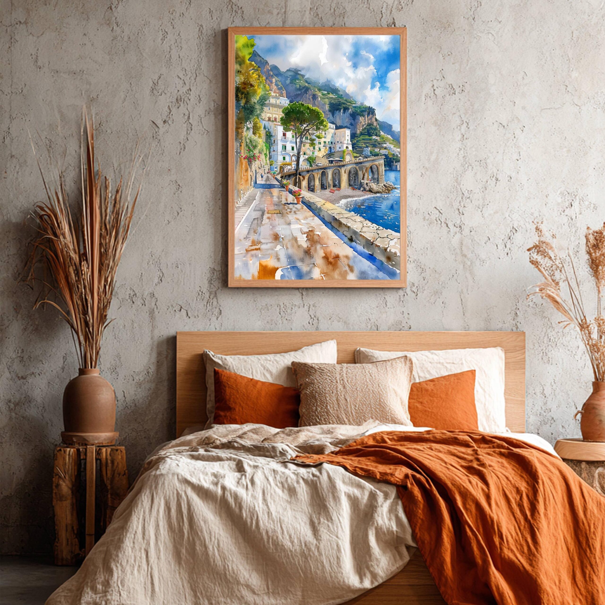 Atrani Amalfi Coast Italy Europe Watercolor Print: Travel Art Poster - Image 3