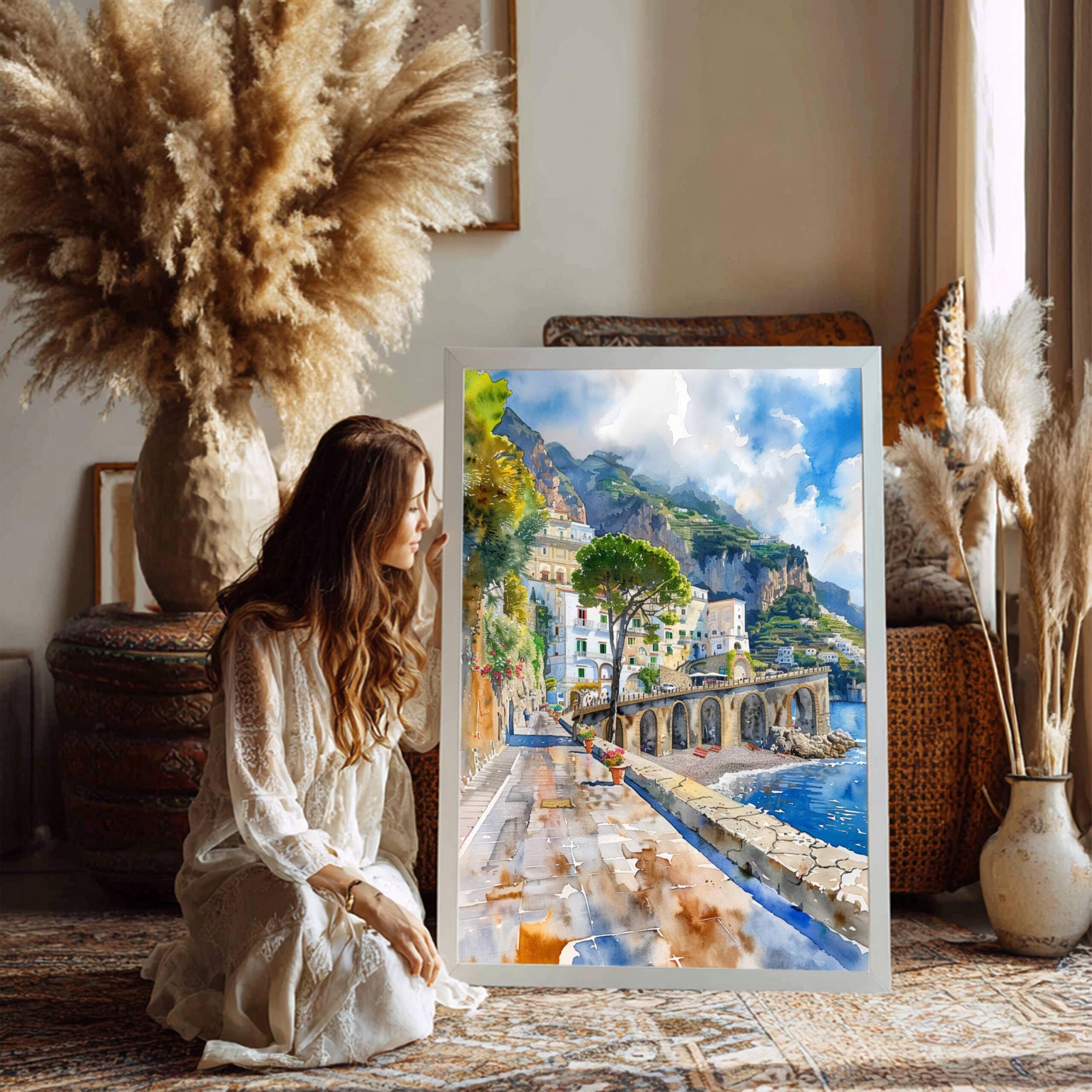 Atrani Amalfi Coast Italy Europe Watercolor Print: Travel Art Poster - Image 7