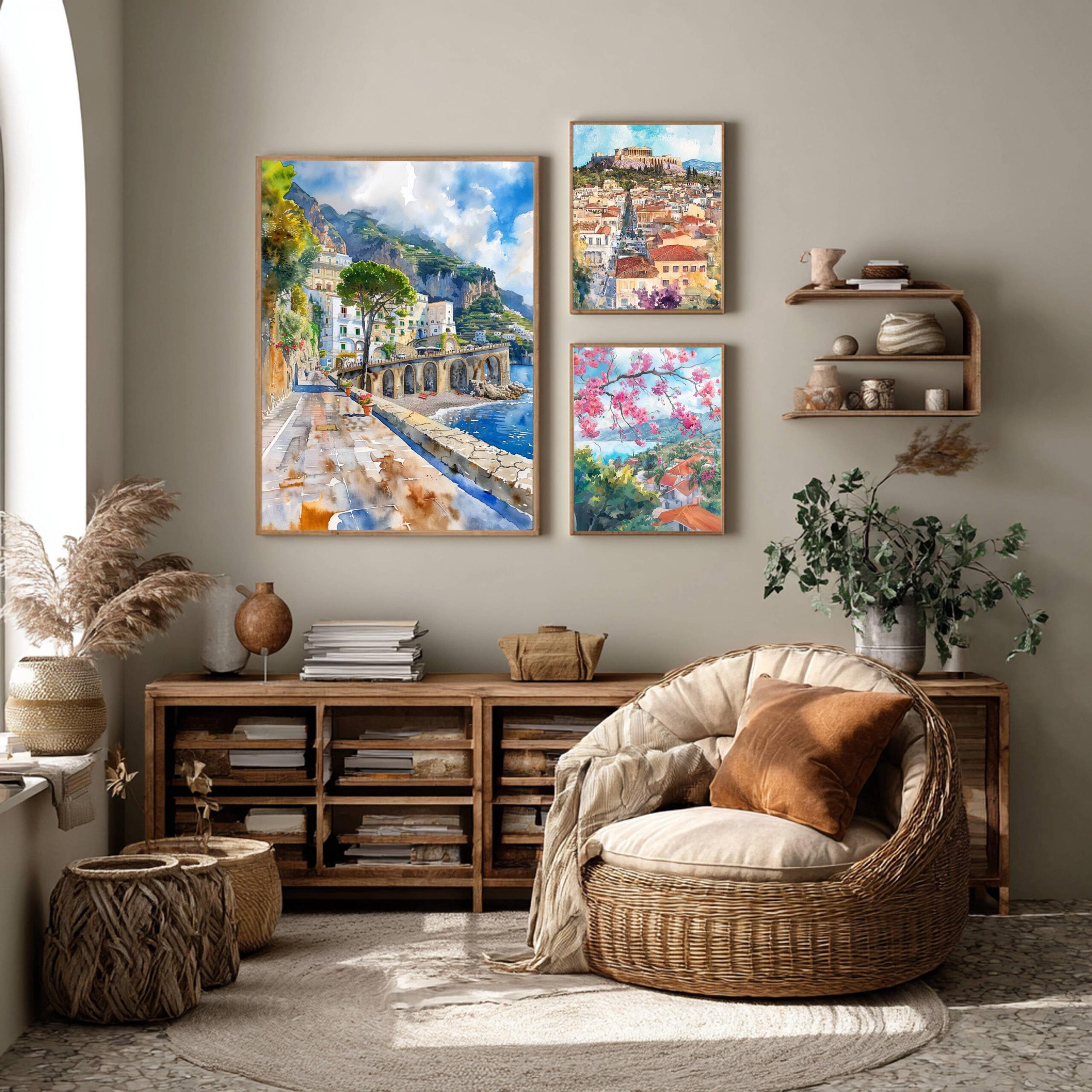 Atrani Amalfi Coast Italy Europe Watercolor Print: Travel Art Poster - Image 2