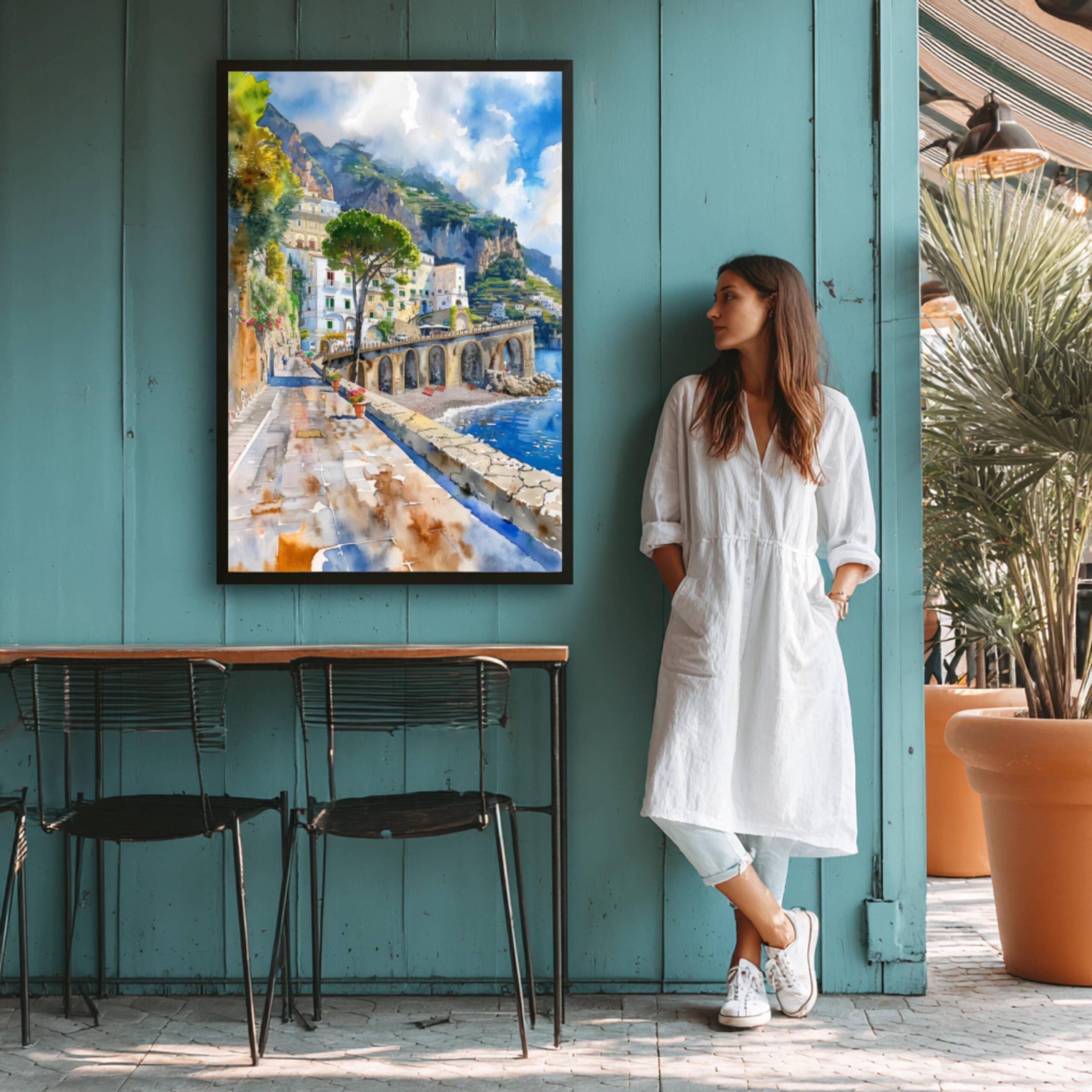 Atrani Amalfi Coast Italy Europe Watercolor Print: Travel Art Poster - Image 9