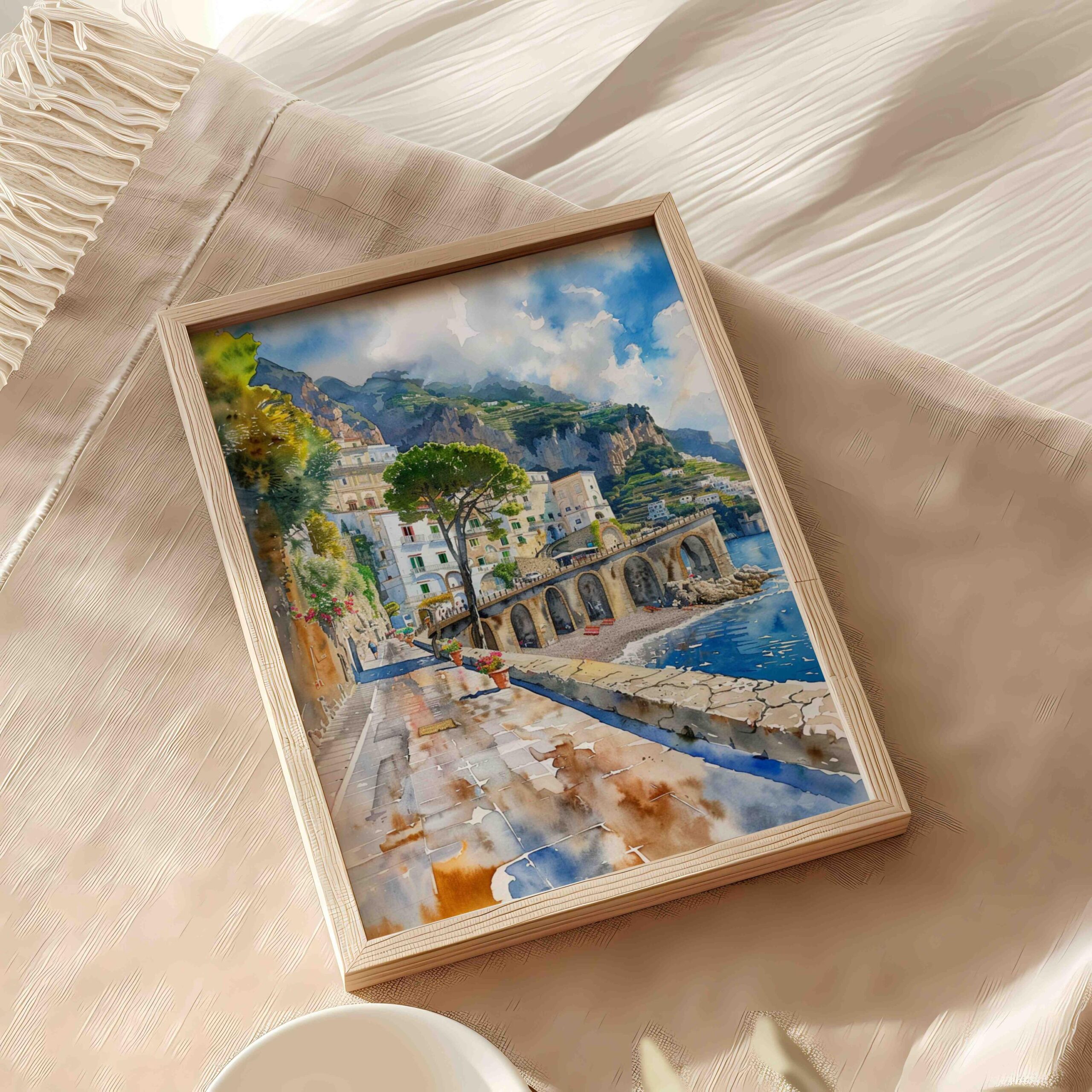 Atrani Amalfi Coast Italy Europe Watercolor Print: Travel Art Poster - Image 5