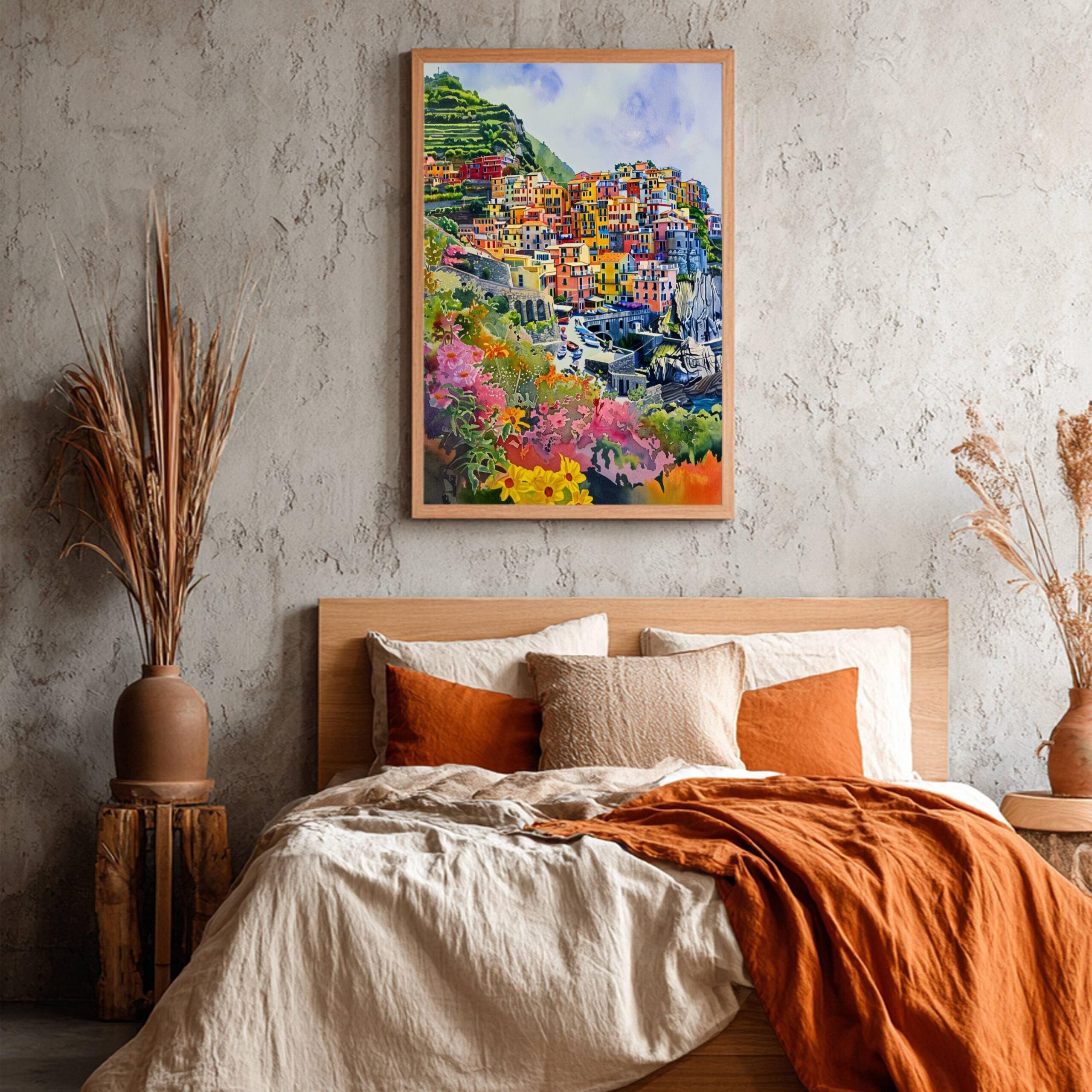 Corniglia Cinque Terre Italy Europe Watercolor Print: Travel Art Poster - Image 4