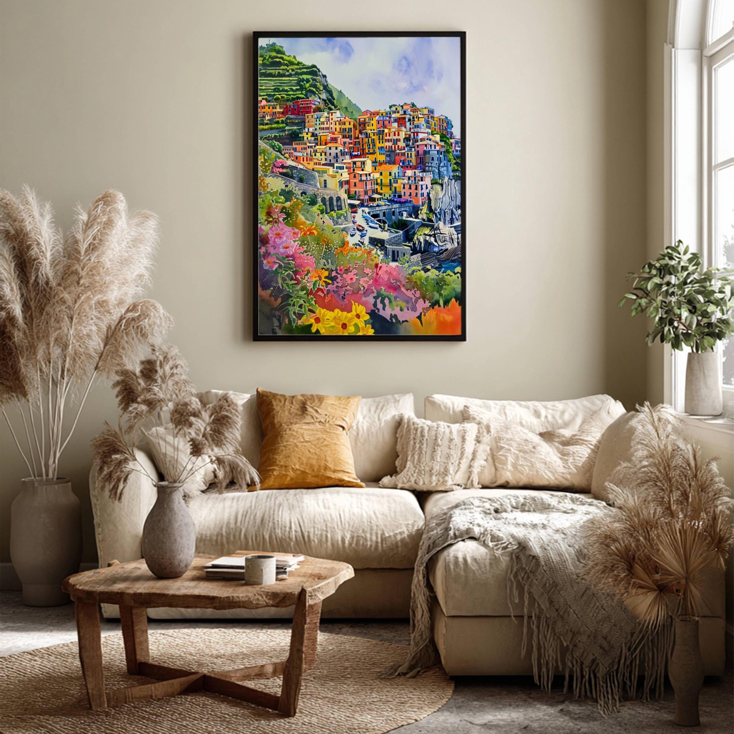 Corniglia Cinque Terre Italy Europe Watercolor Print: Travel Art Poster - Image 3