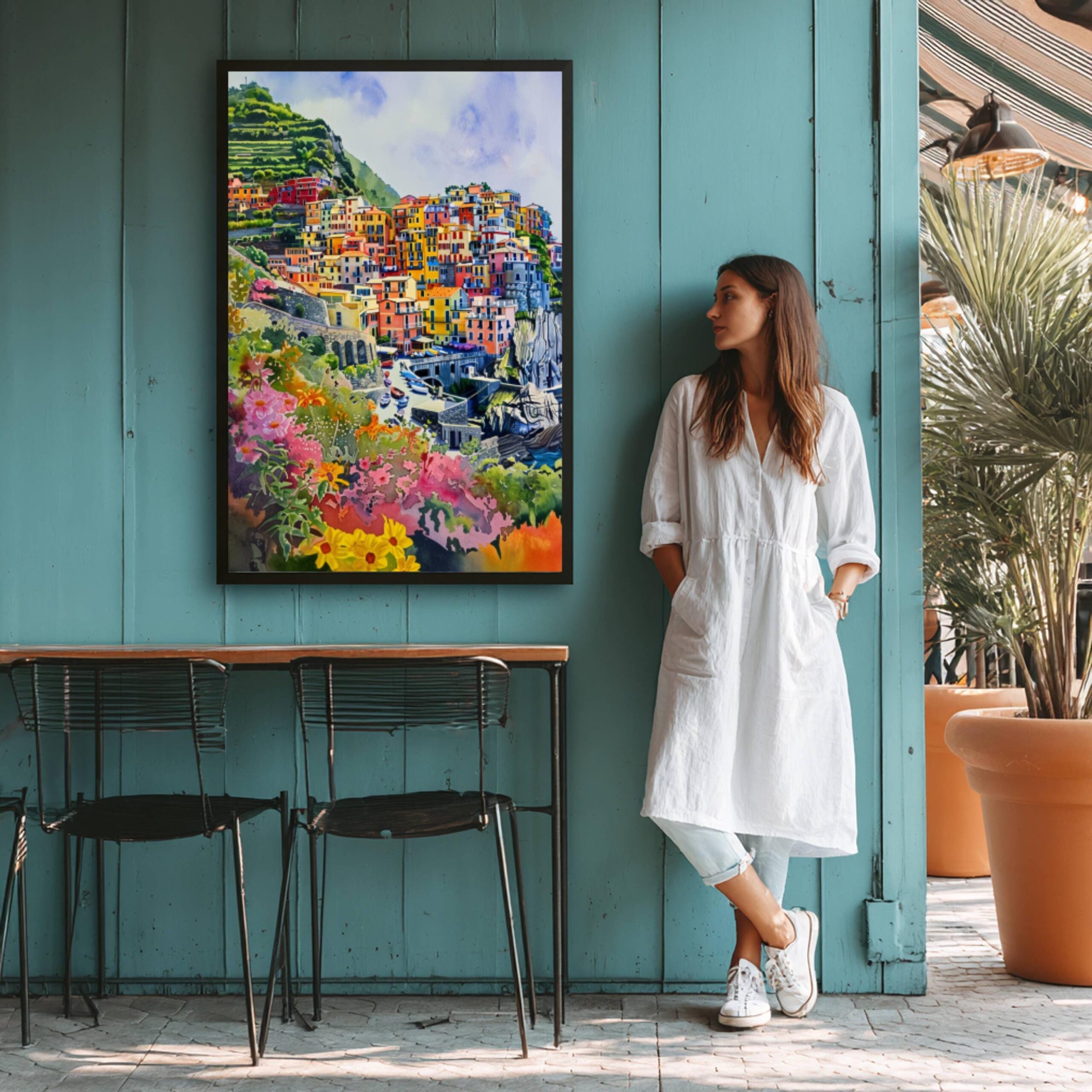 Corniglia Cinque Terre Italy Europe Watercolor Print: Travel Art Poster - Image 9