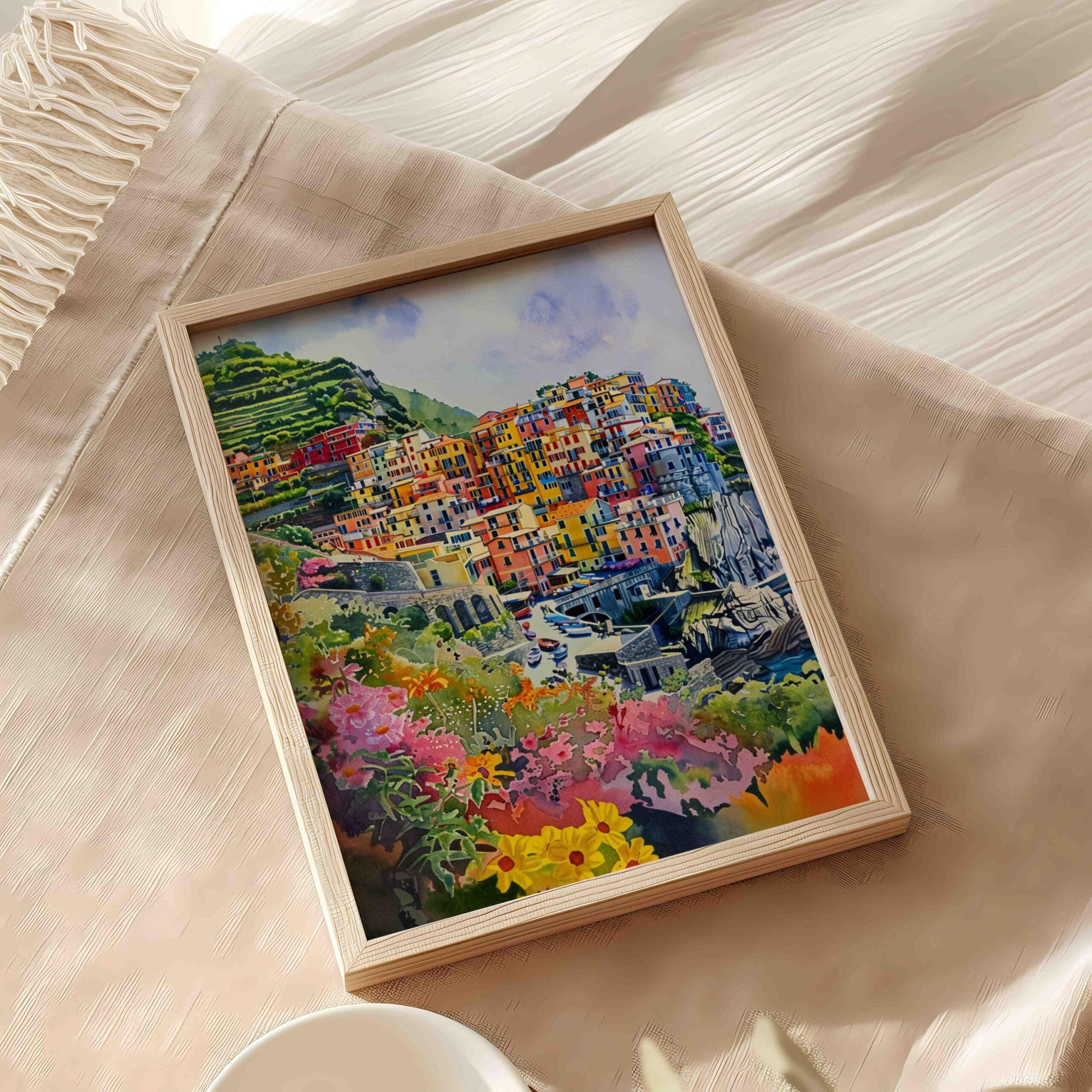 Corniglia Cinque Terre Italy Europe Watercolor Print: Travel Art Poster - Image 5
