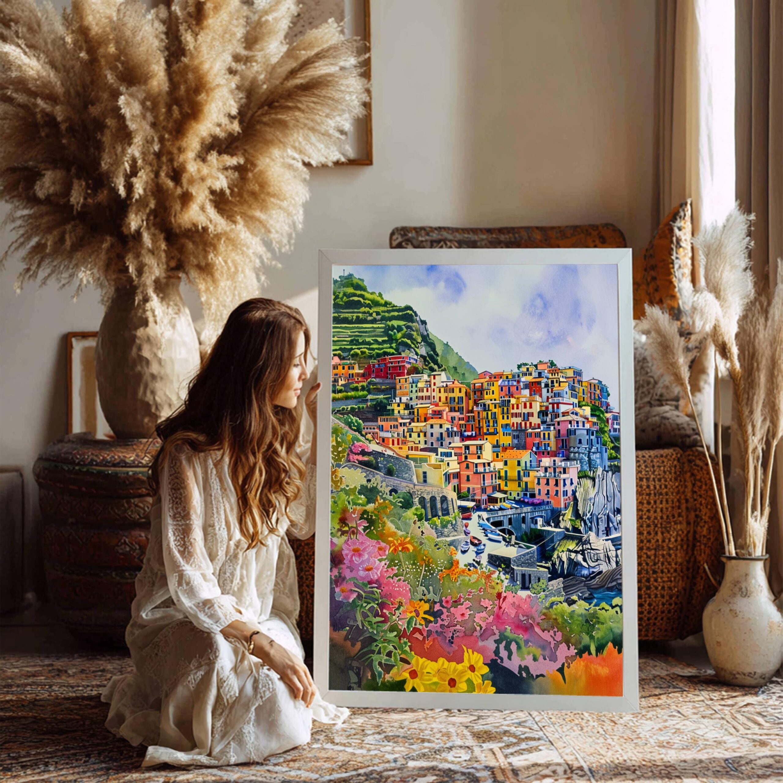 Corniglia Cinque Terre Italy Europe Watercolor Print: Travel Art Poster - Image 7