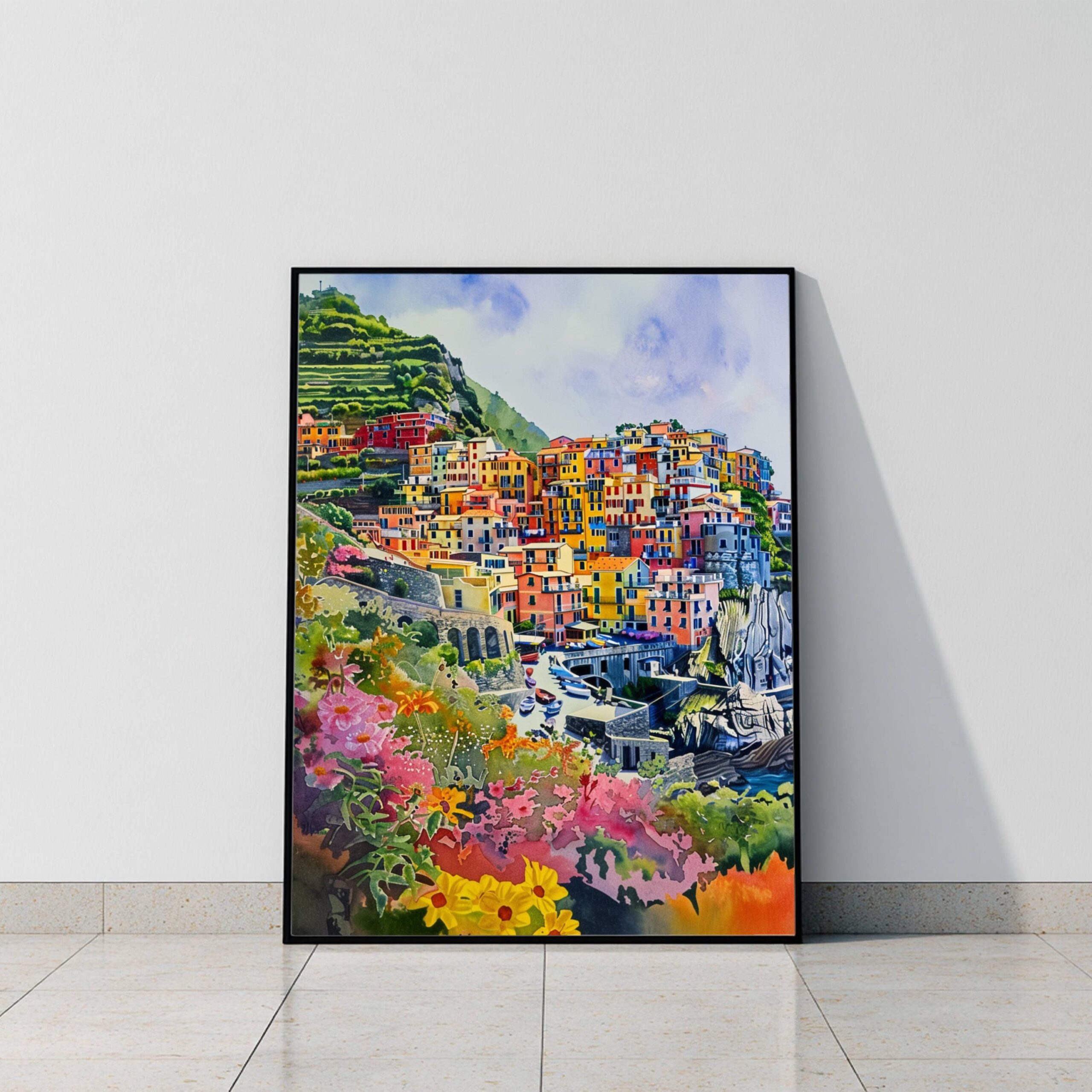 Corniglia Cinque Terre Italy Europe Watercolor Print: Travel Art Poster - Image 10