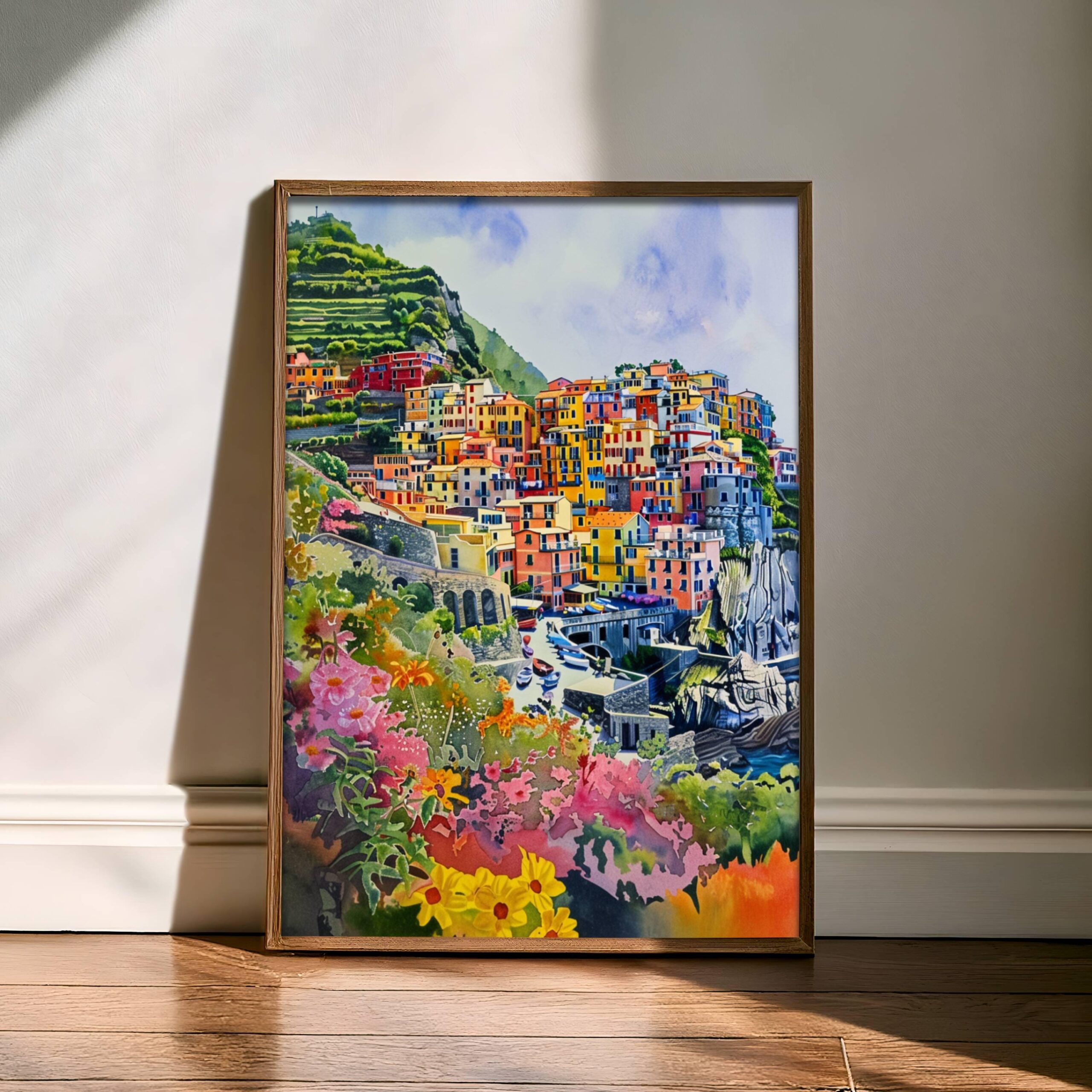 Corniglia Cinque Terre Italy Europe Watercolor Print: Travel Art Poster - Image 6