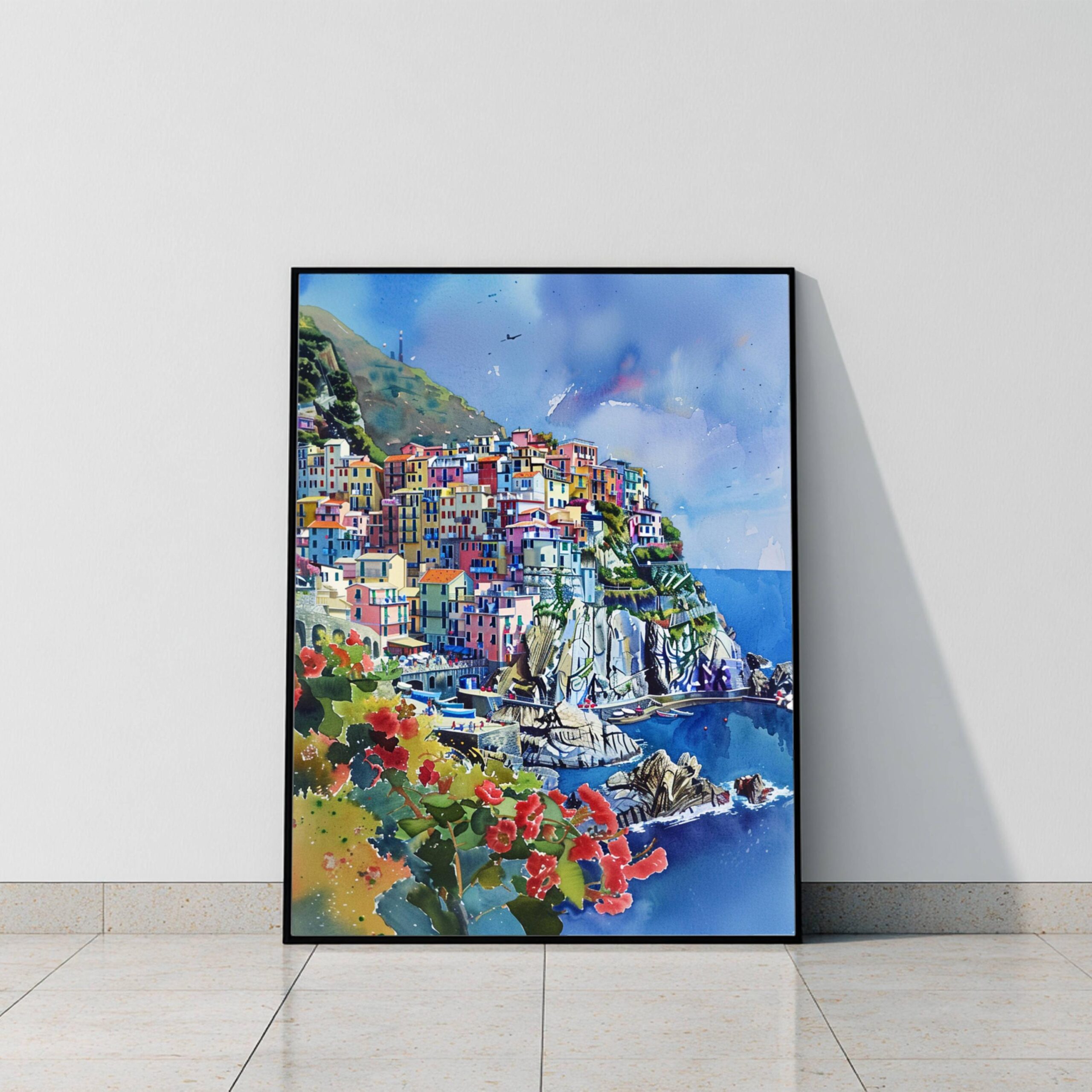 Manarola Cinque Terre Italy Europe Watercolor Print: Travel Art Poster - Image 10