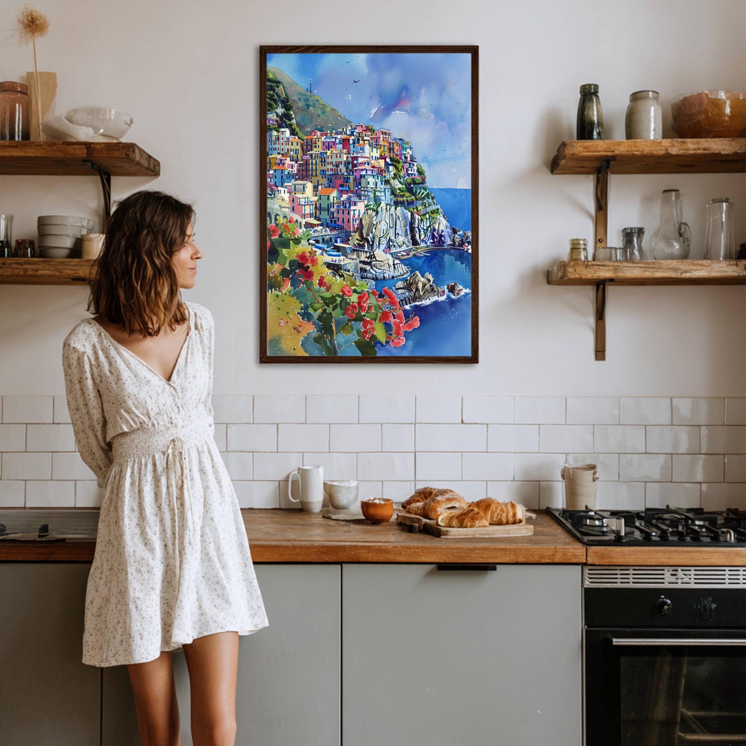 Manarola Cinque Terre Italy Europe Watercolor Print: Travel Art Poster - Image 8