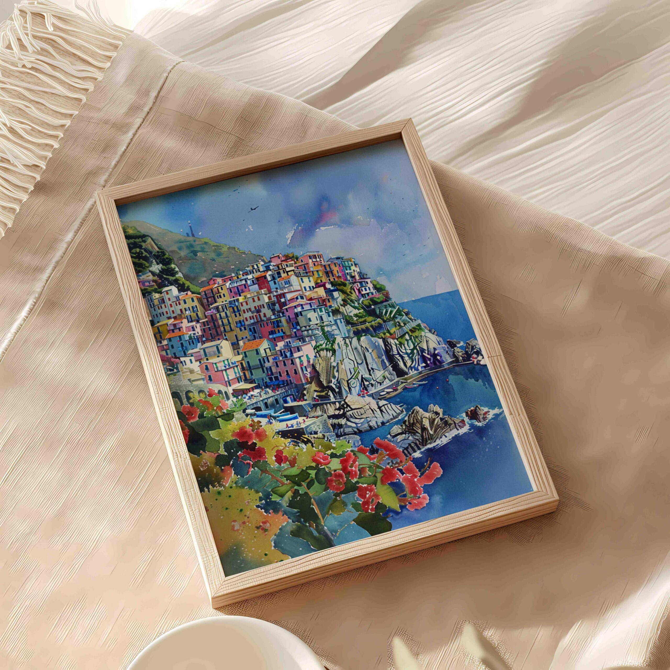 Manarola Cinque Terre Italy Europe Watercolor Print: Travel Art Poster - Image 5