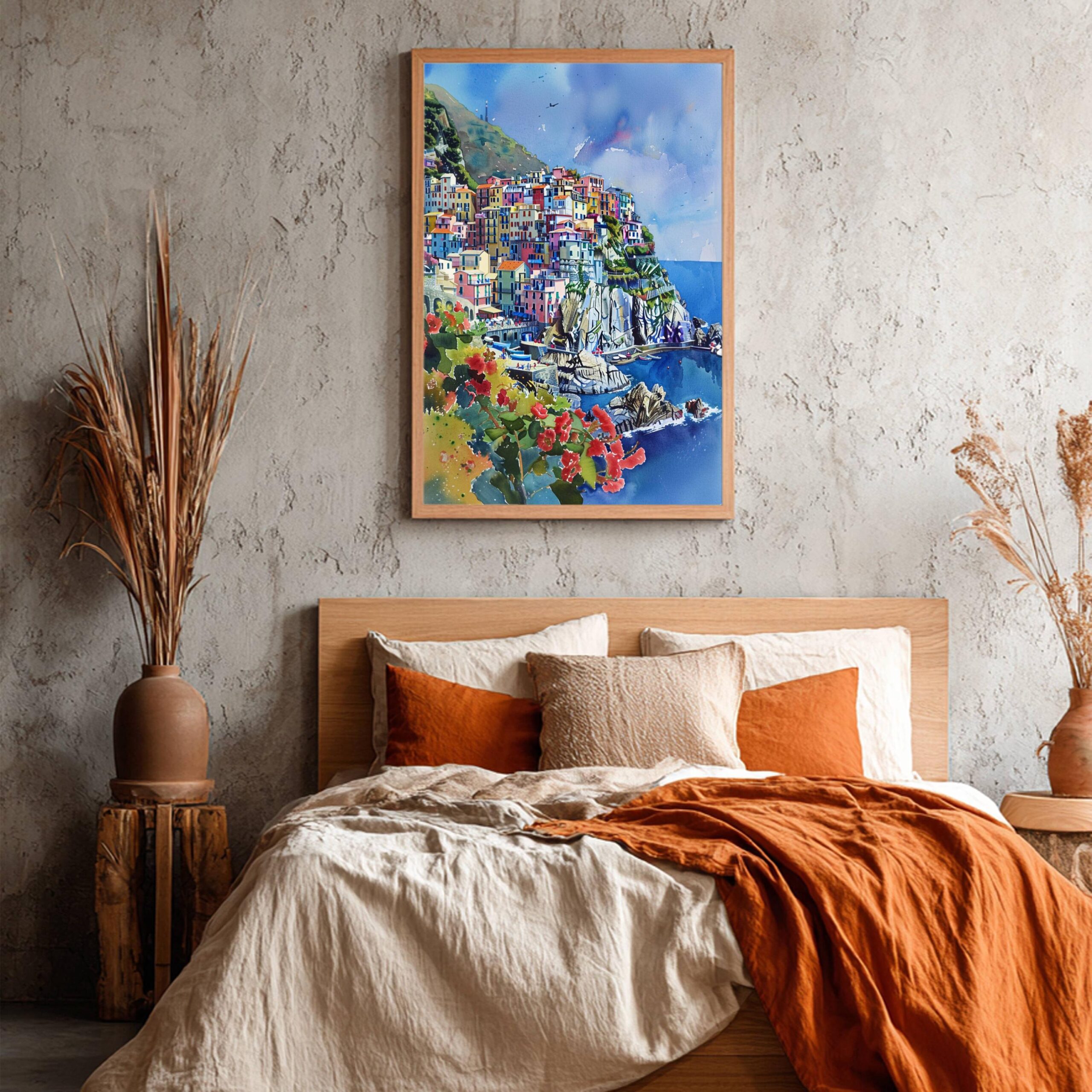 Manarola Cinque Terre Italy Europe Watercolor Print: Travel Art Poster - Image 3