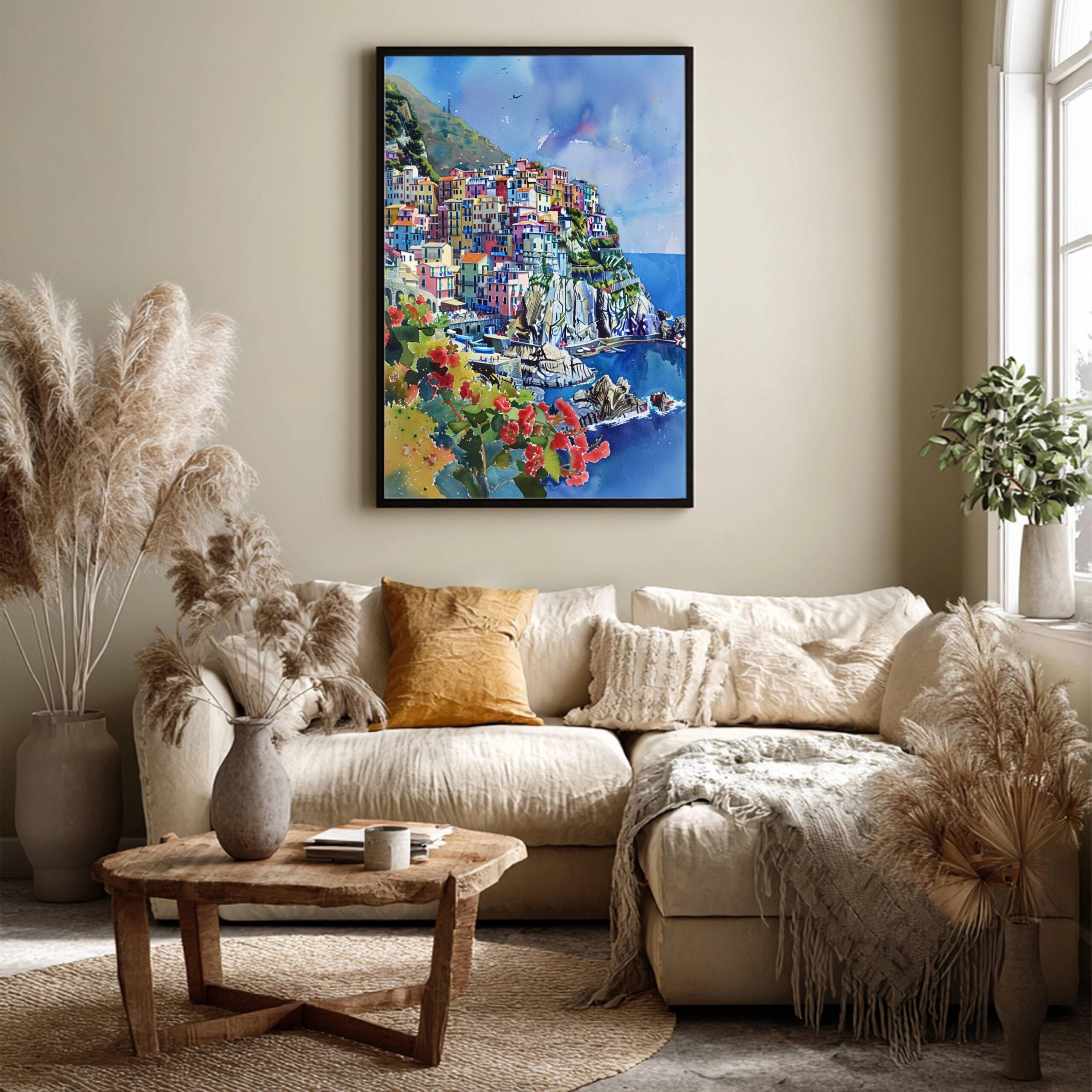 Manarola Cinque Terre Italy Europe Watercolor Print: Travel Art Poster - Image 4