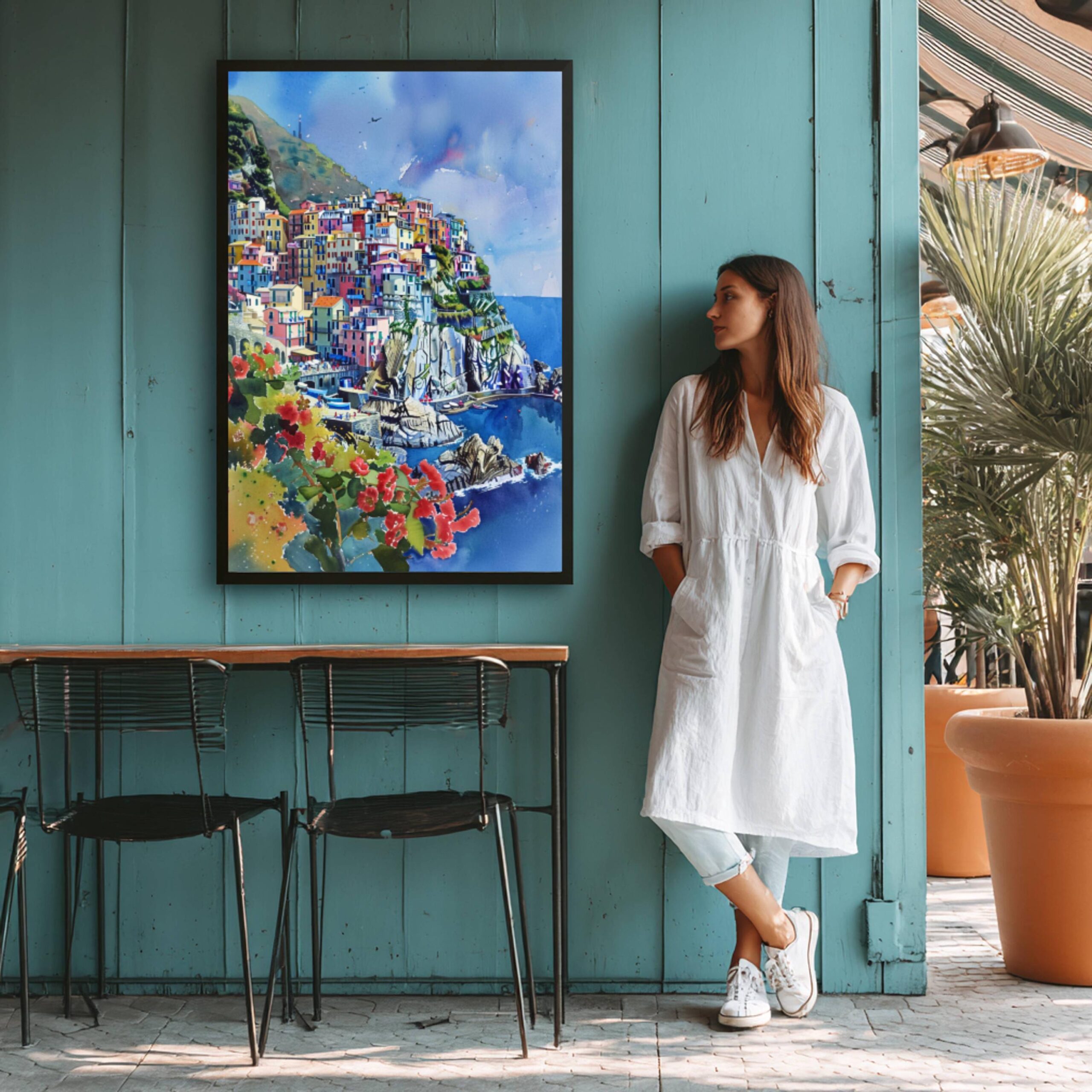 Manarola Cinque Terre Italy Europe Watercolor Print: Travel Art Poster - Image 9
