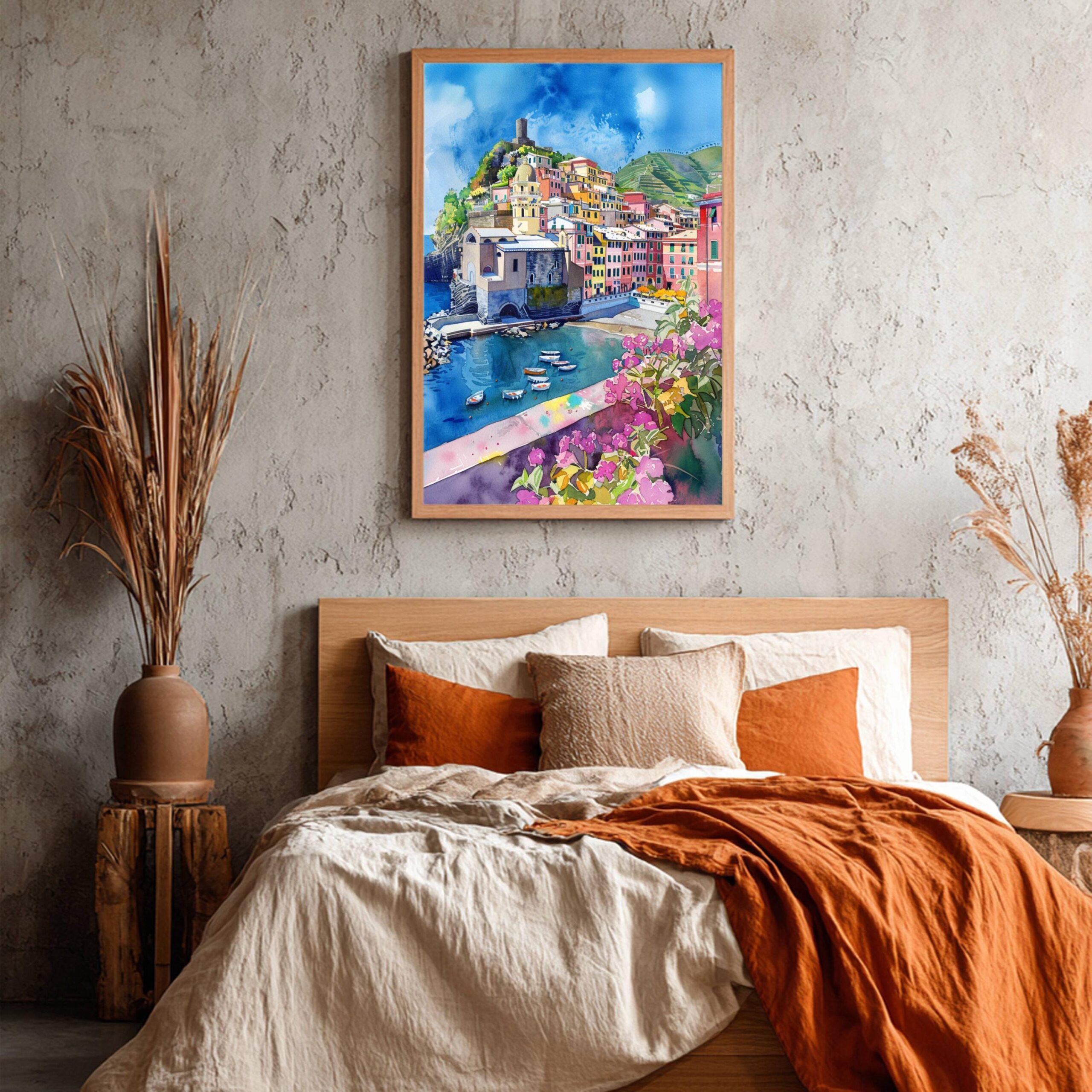 Vernazza Cinque Terre Italy Europe Watercolor Print: Travel Art Poster - Image 4