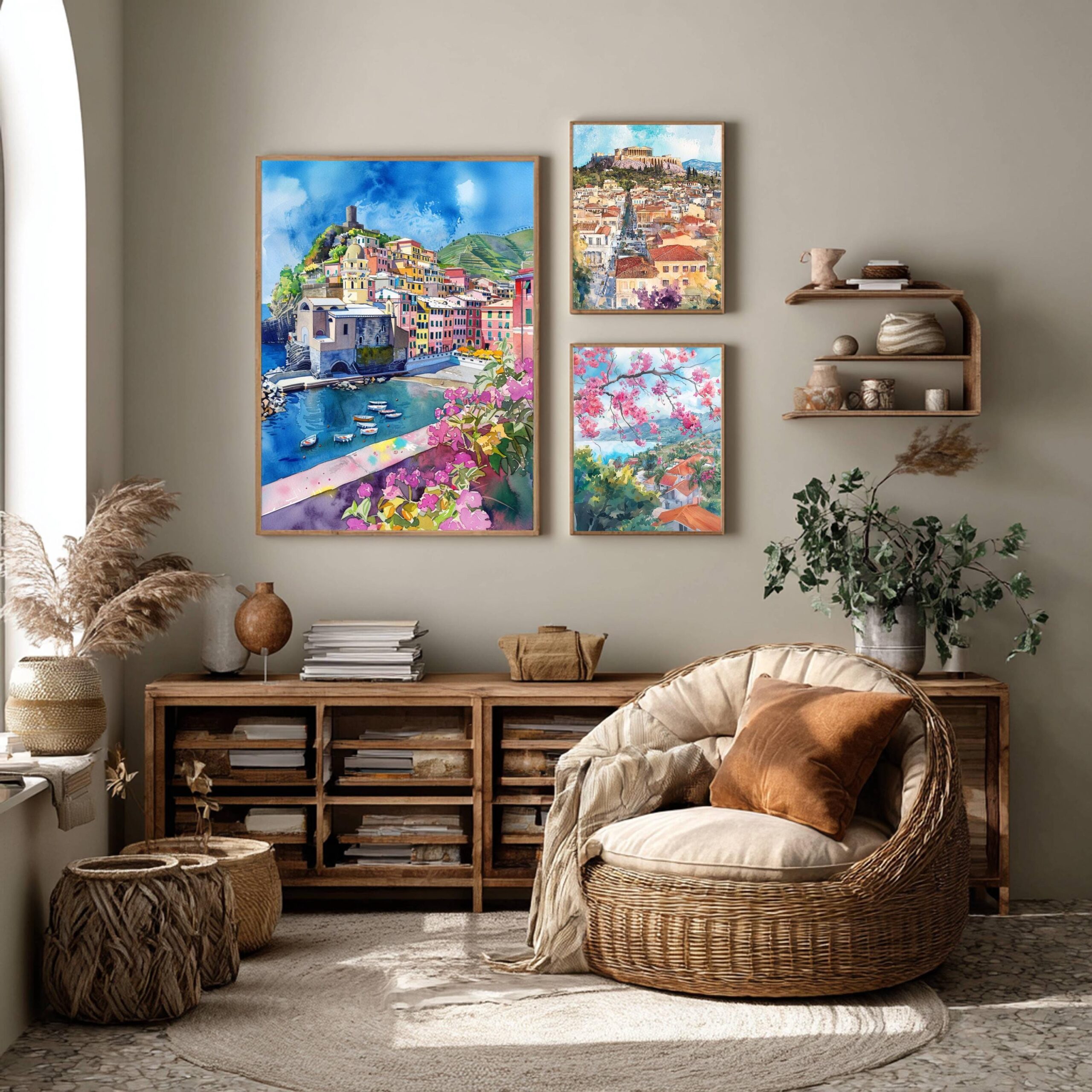 Vernazza Cinque Terre Italy Europe Watercolor Print: Travel Art Poster - Image 2