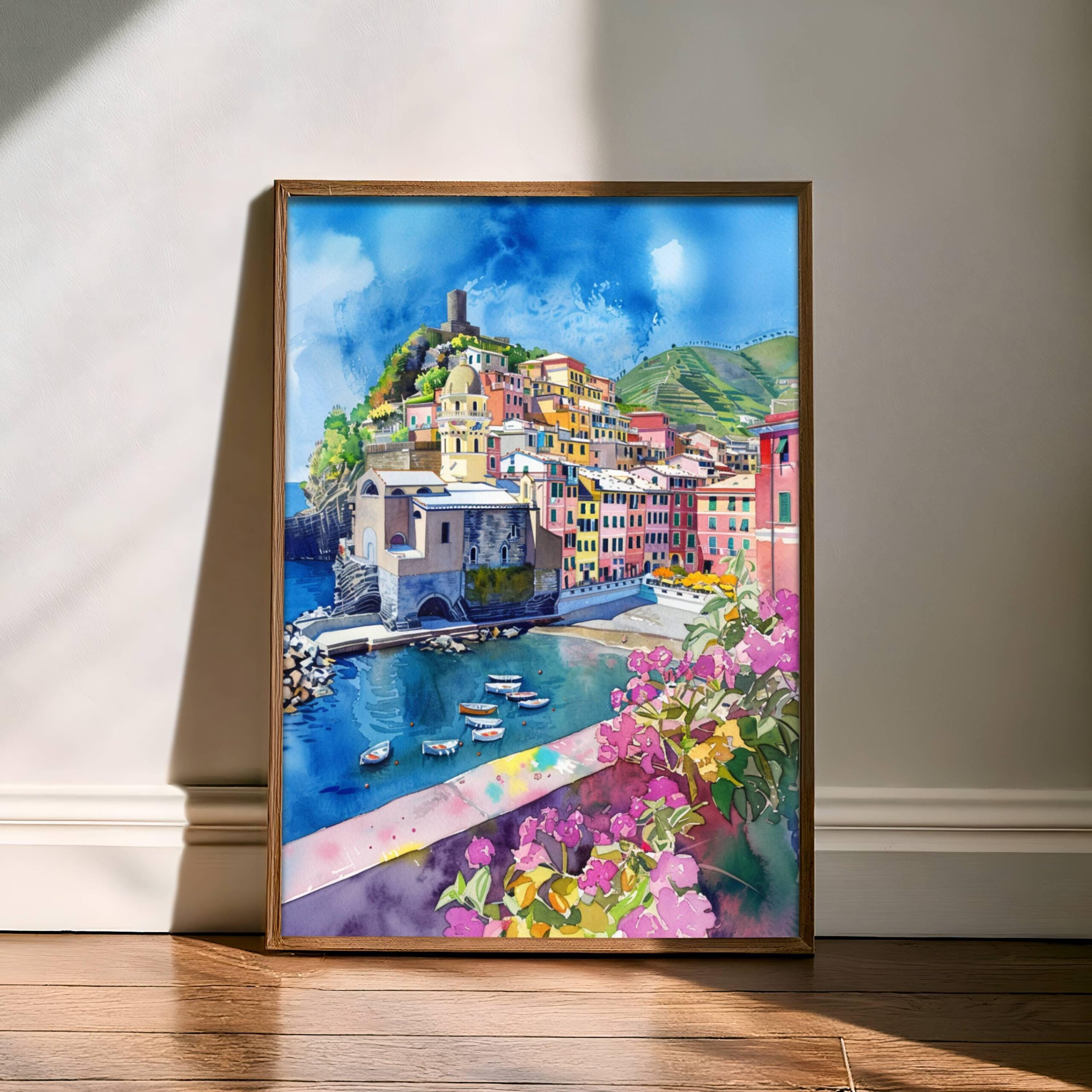 Vernazza Cinque Terre Italy Europe Watercolor Print: Travel Art Poster - Image 6