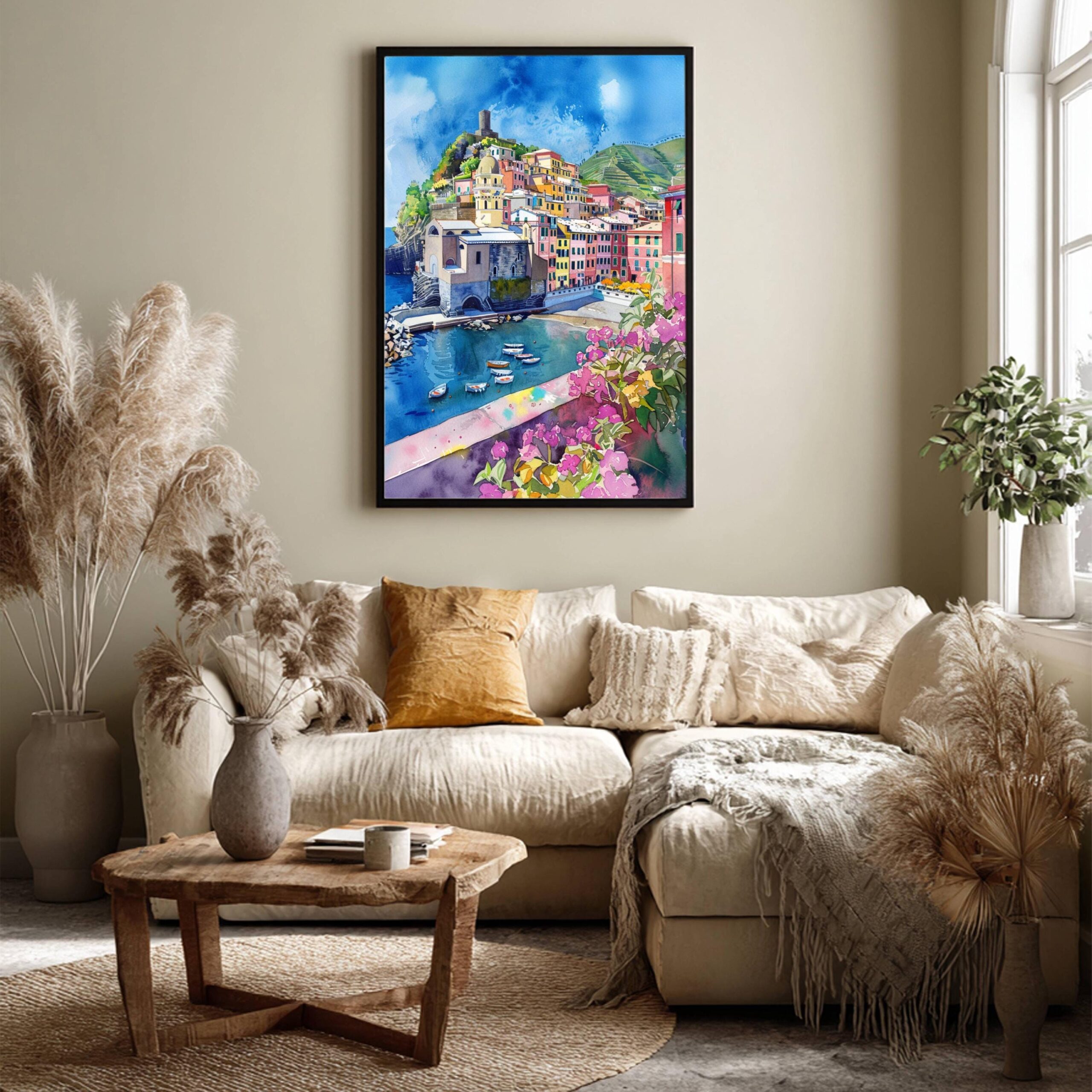 Vernazza Cinque Terre Italy Europe Watercolor Print: Travel Art Poster - Image 3