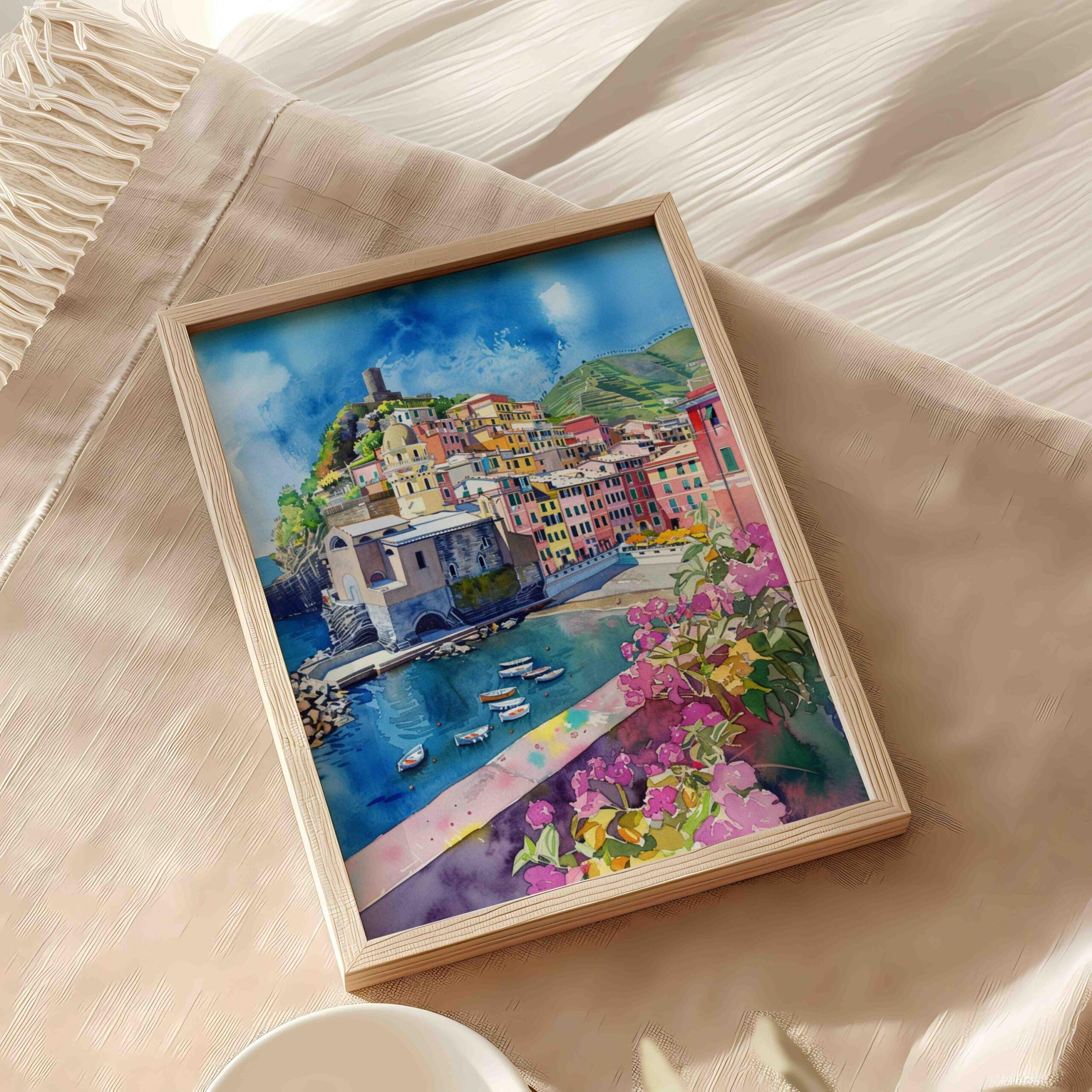 Vernazza Cinque Terre Italy Europe Watercolor Print: Travel Art Poster - Image 5