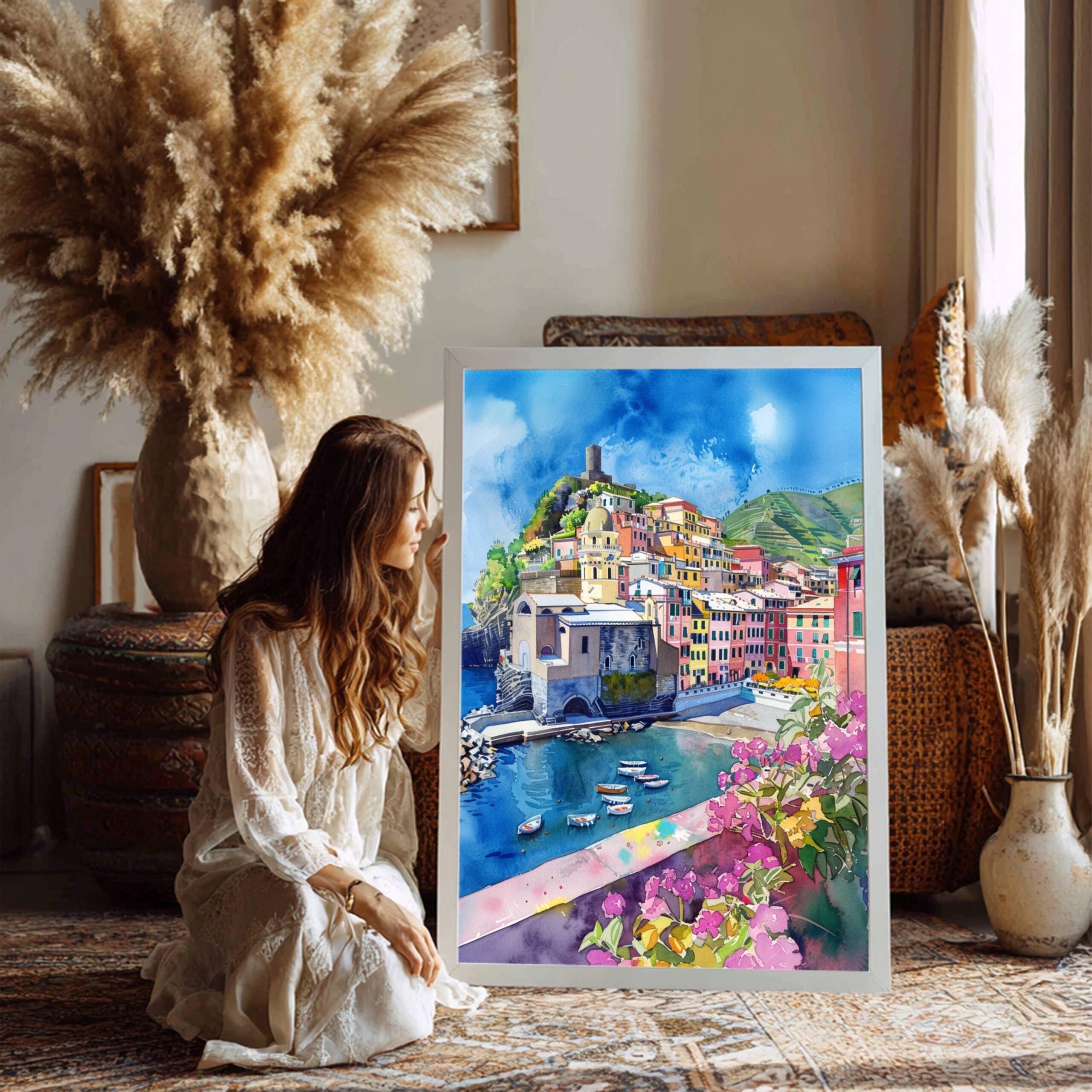 Vernazza Cinque Terre Italy Europe Watercolor Print: Travel Art Poster - Image 7