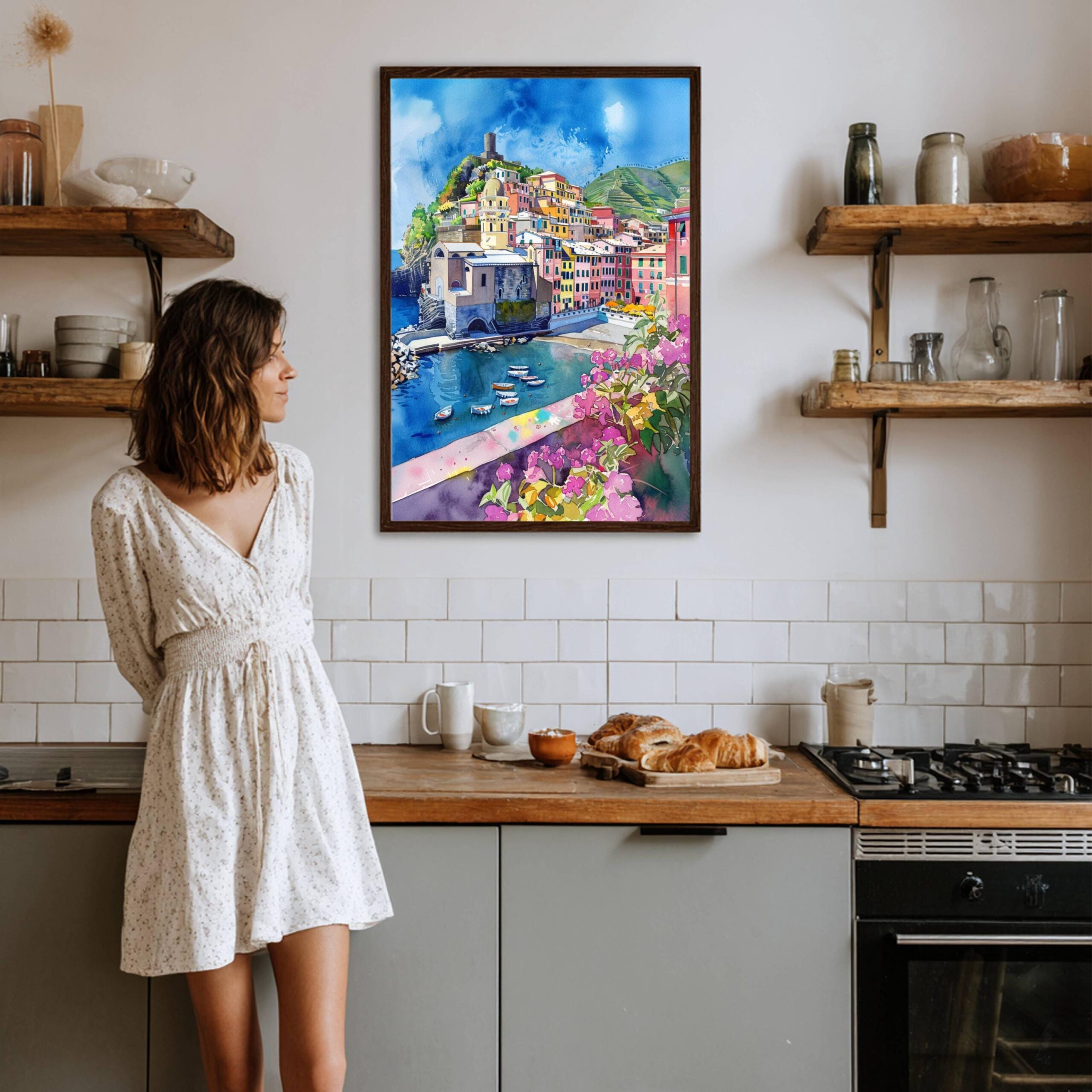Vernazza Cinque Terre Italy Europe Watercolor Print: Travel Art Poster - Image 8