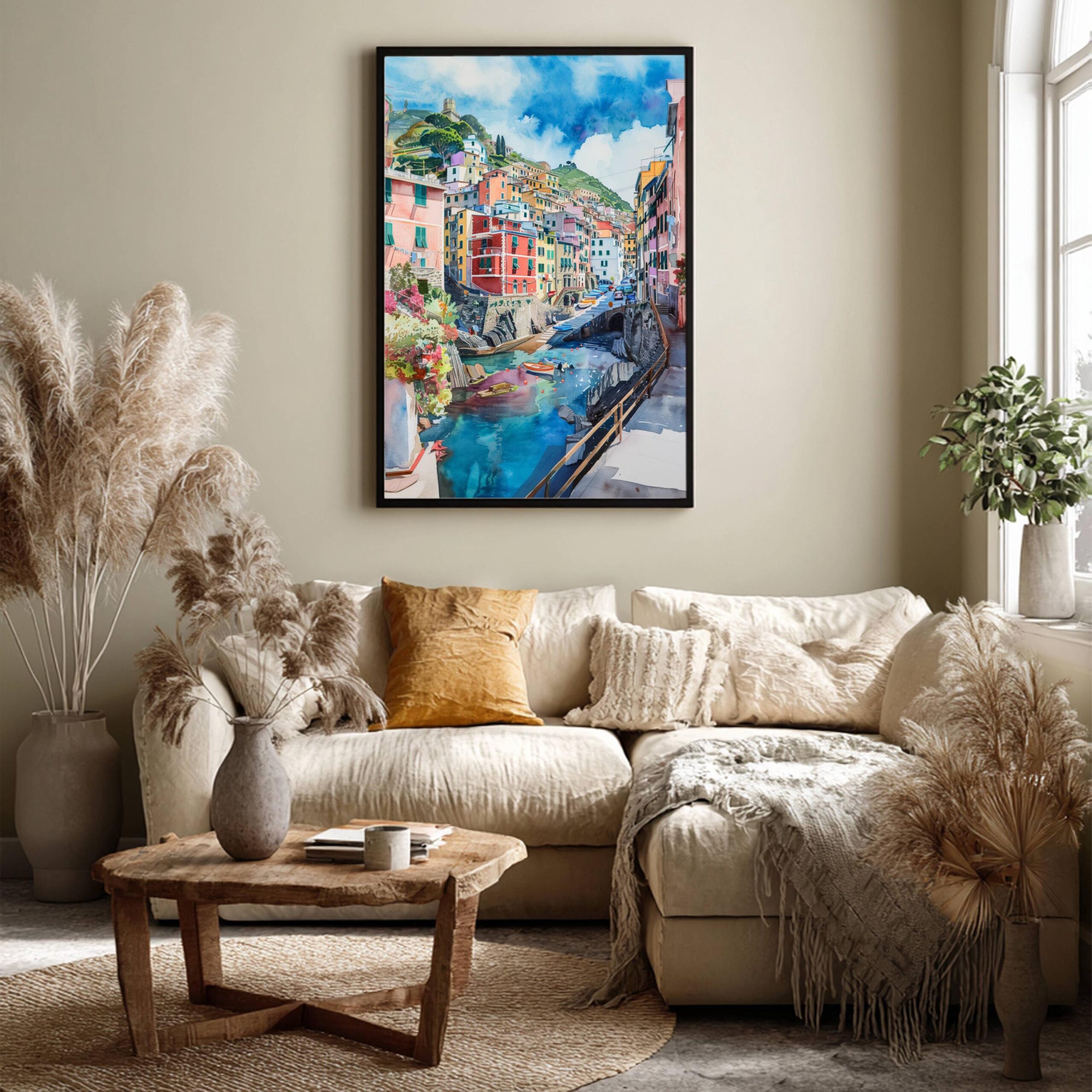 Riomaggiore Cinque Terre Italy Europe Watercolor Print: Travel Art Poster - Image 3