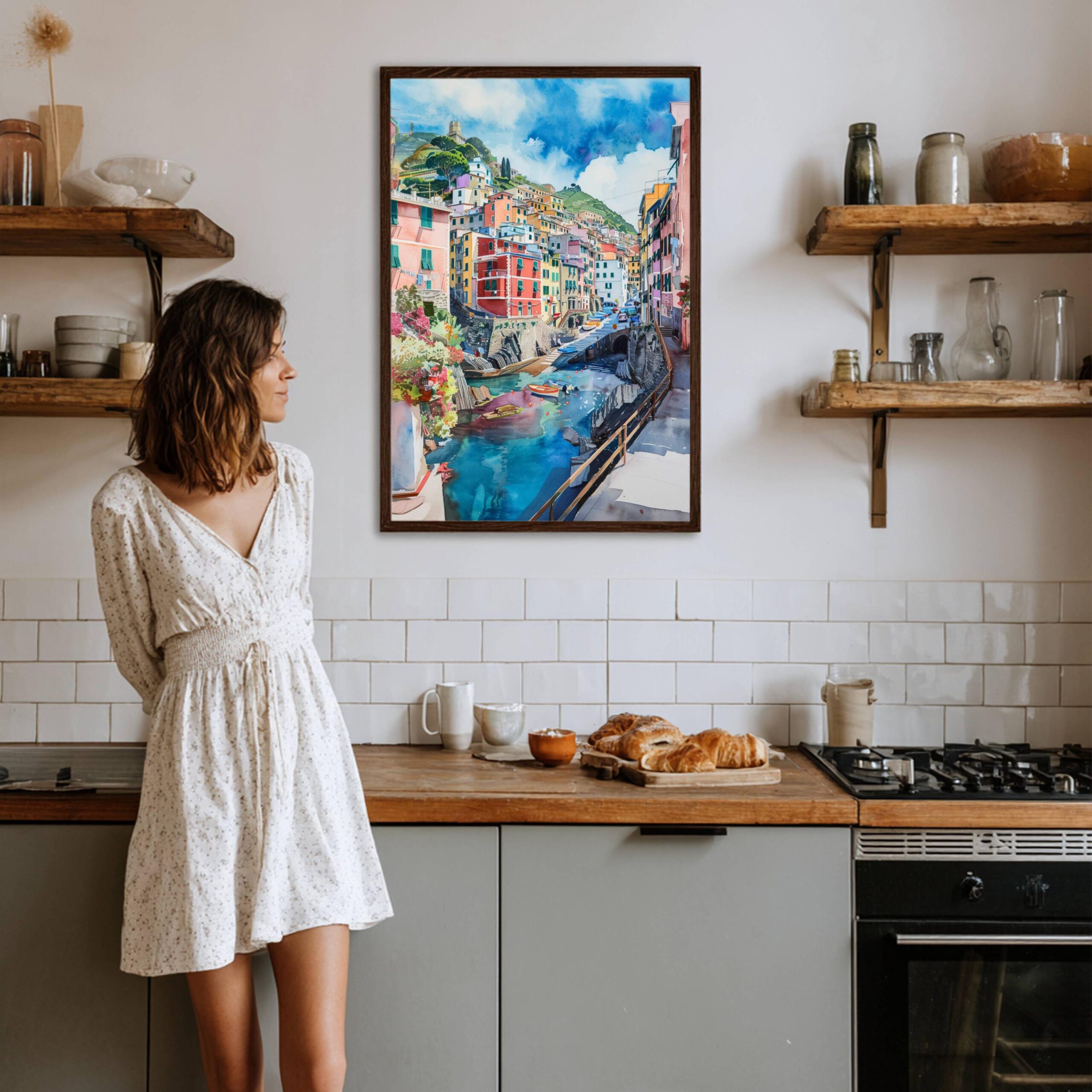Riomaggiore Cinque Terre Italy Europe Watercolor Print: Travel Art Poster - Image 8