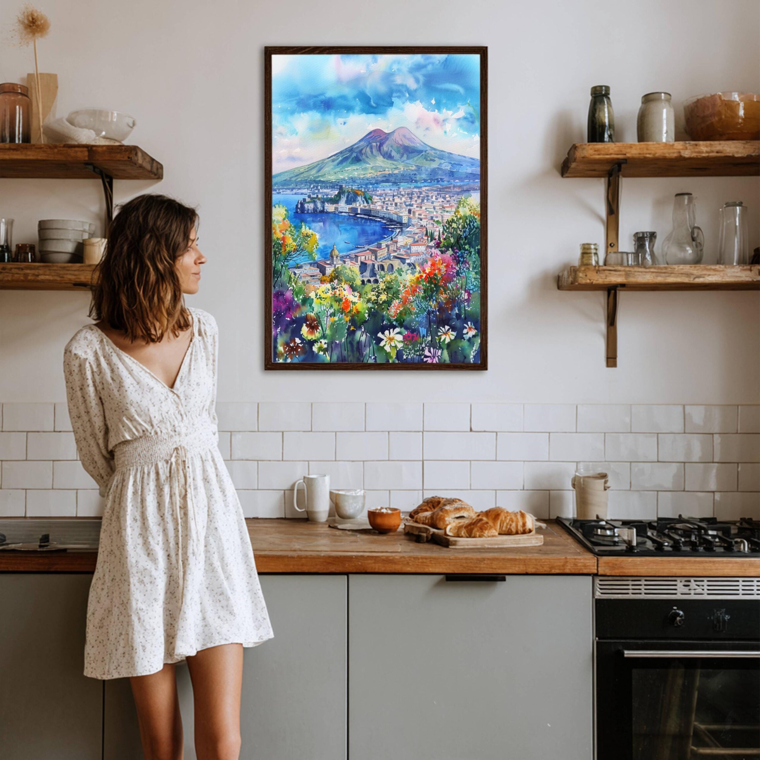 Mount Vesuvius Naples Italy Europe Watercolor Print: Travel Art Poster - Image 8