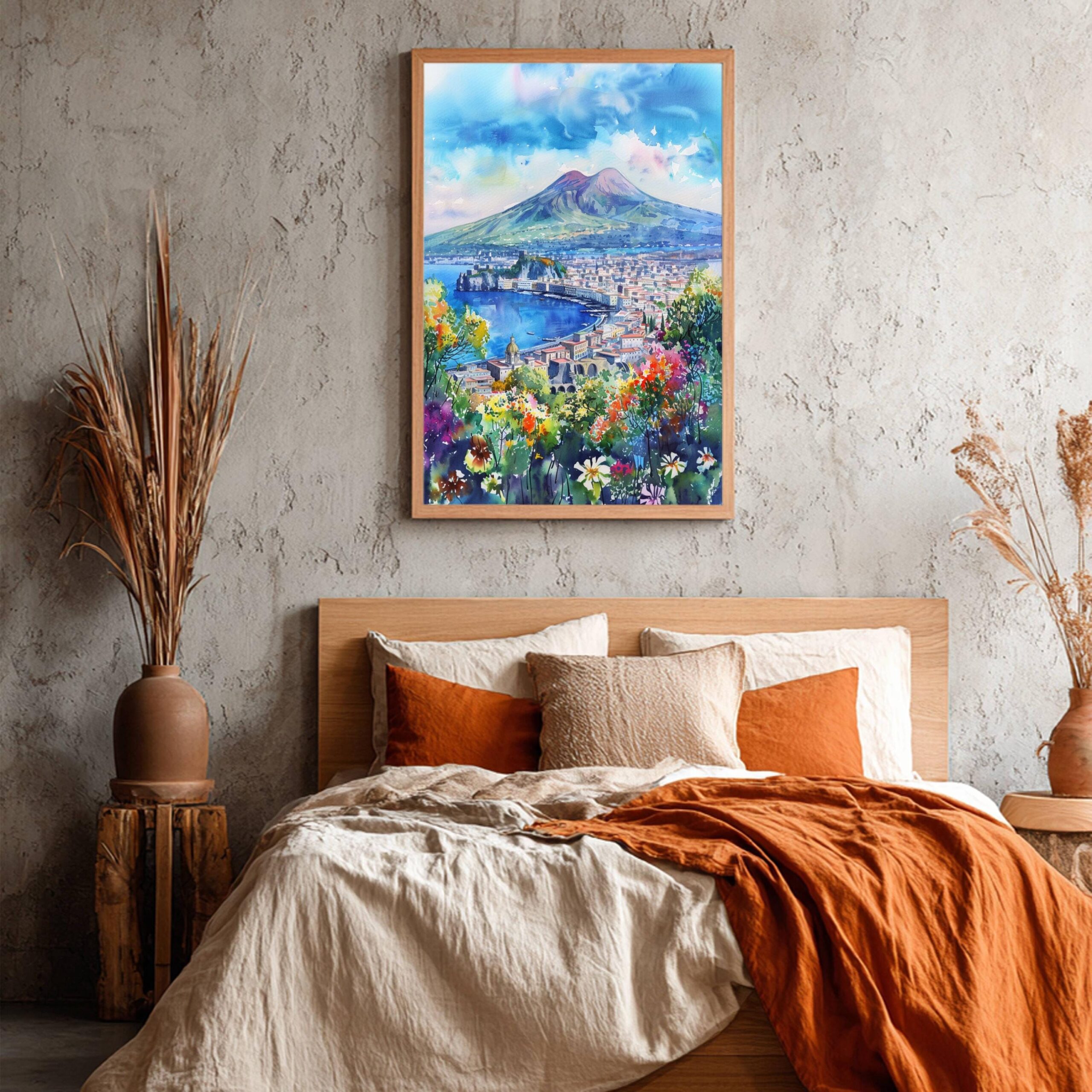 Mount Vesuvius Naples Italy Europe Watercolor Print: Travel Art Poster - Image 4
