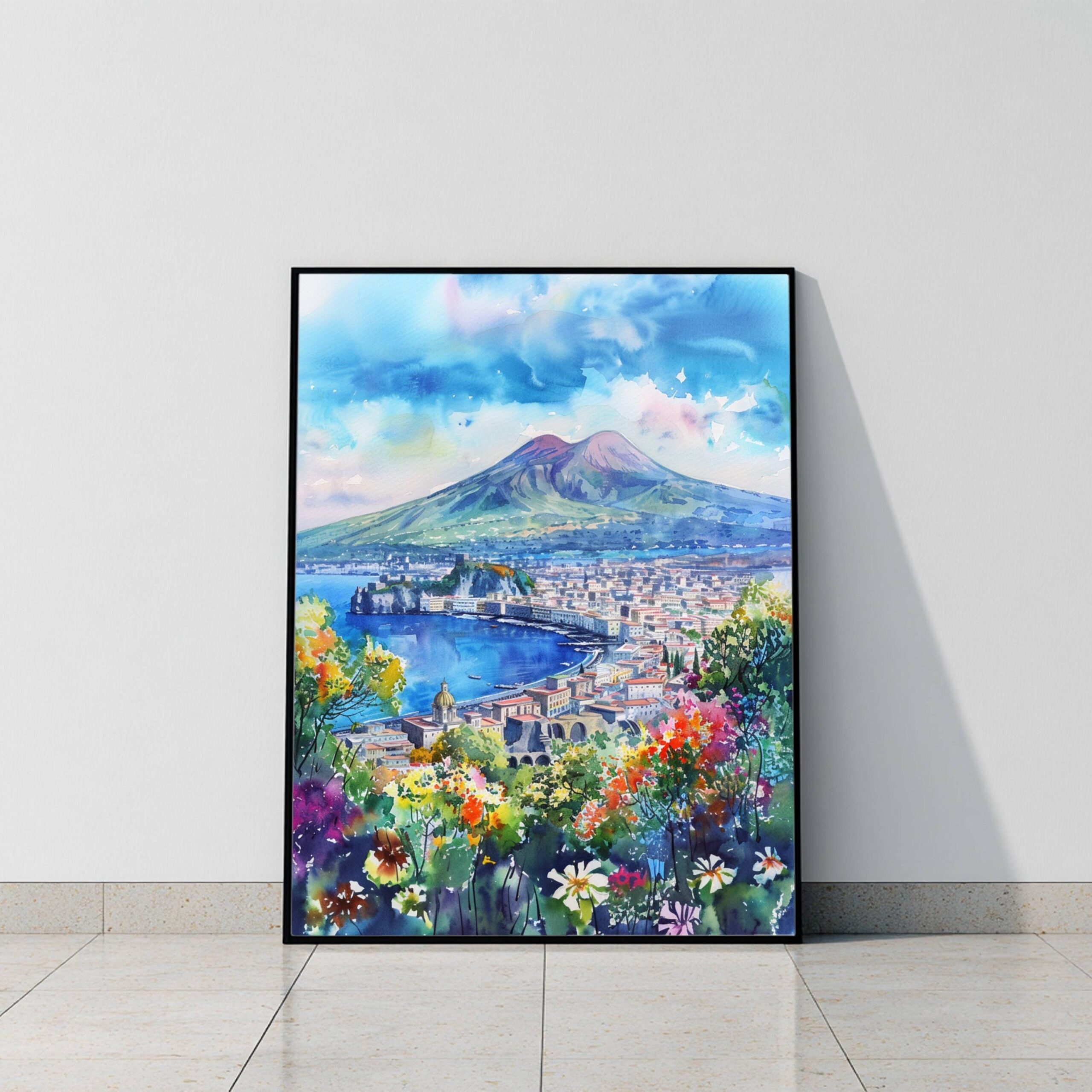 Mount Vesuvius Naples Italy Europe Watercolor Print: Travel Art Poster - Image 10