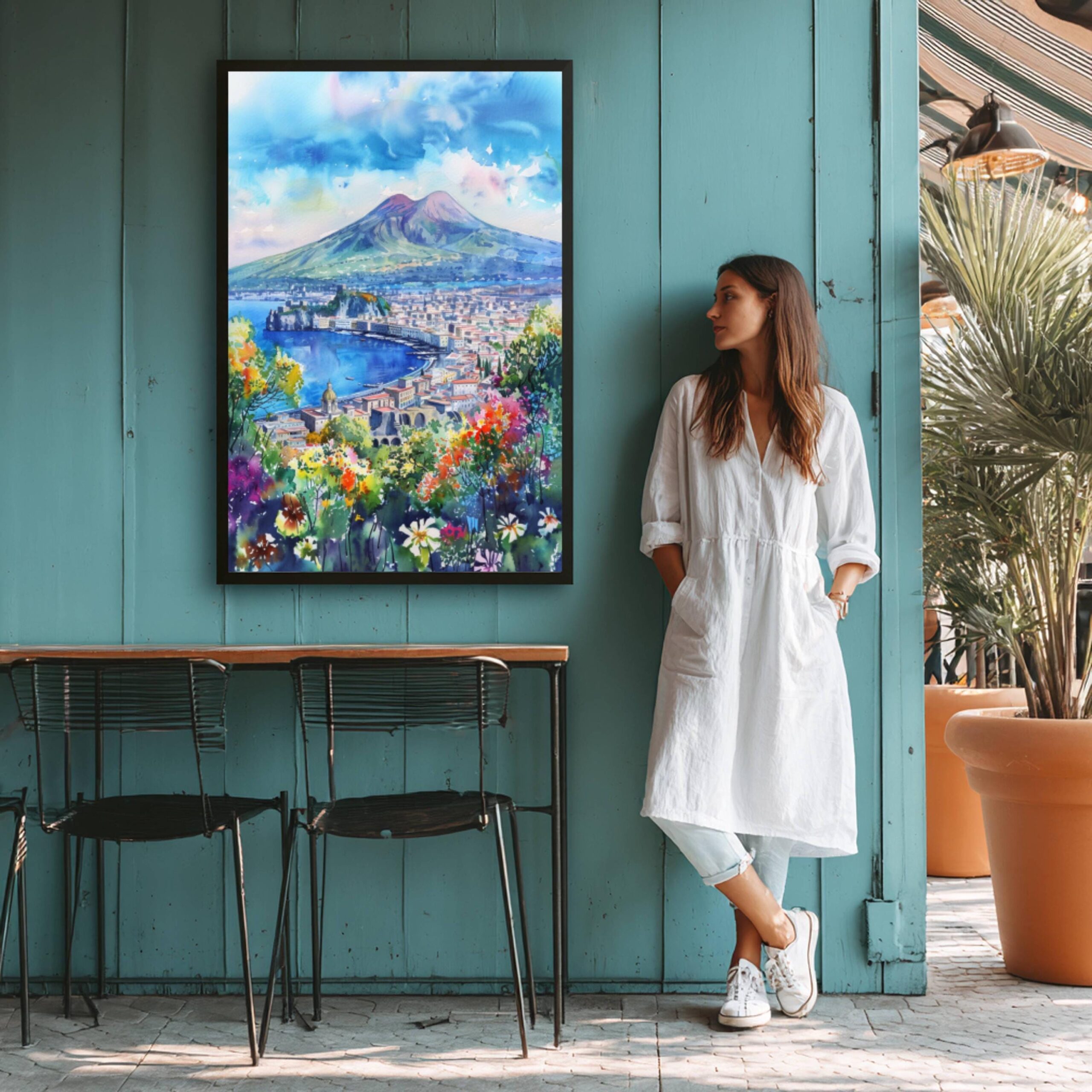 Mount Vesuvius Naples Italy Europe Watercolor Print: Travel Art Poster - Image 9