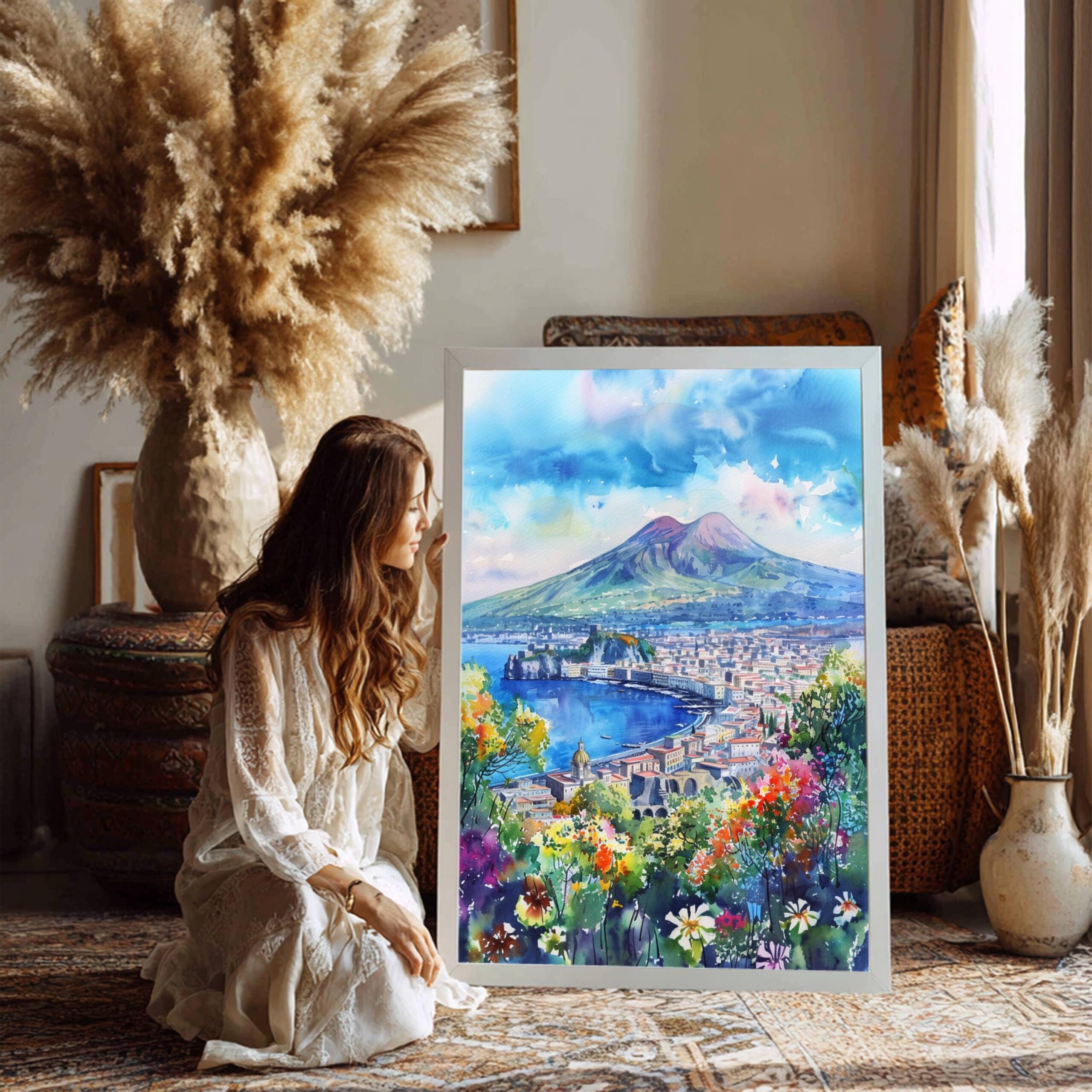 Mount Vesuvius Naples Italy Europe Watercolor Print: Travel Art Poster - Image 7