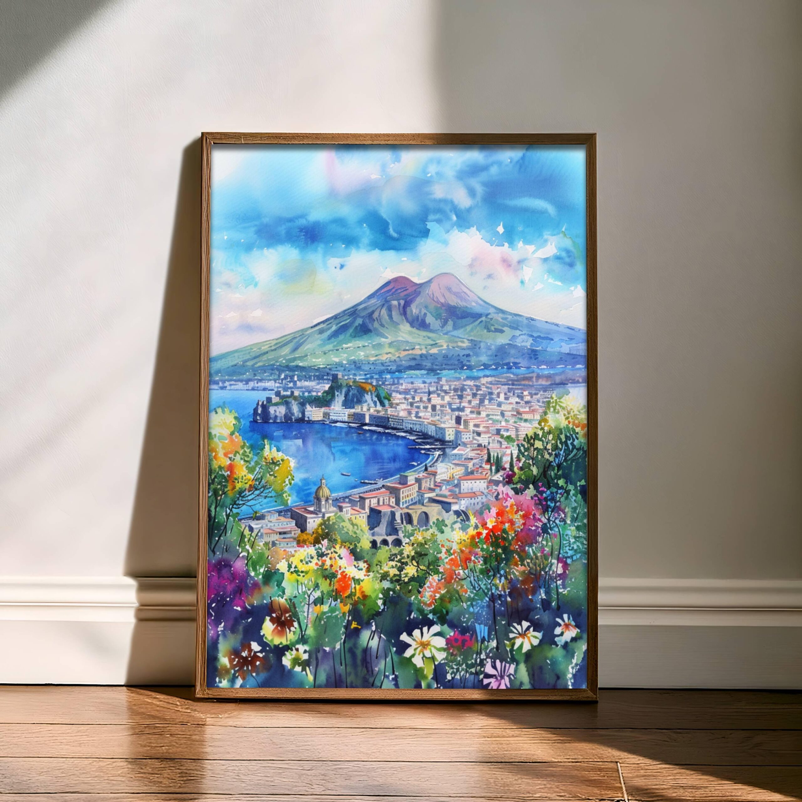 Mount Vesuvius Naples Italy Europe Watercolor Print: Travel Art Poster - Image 6