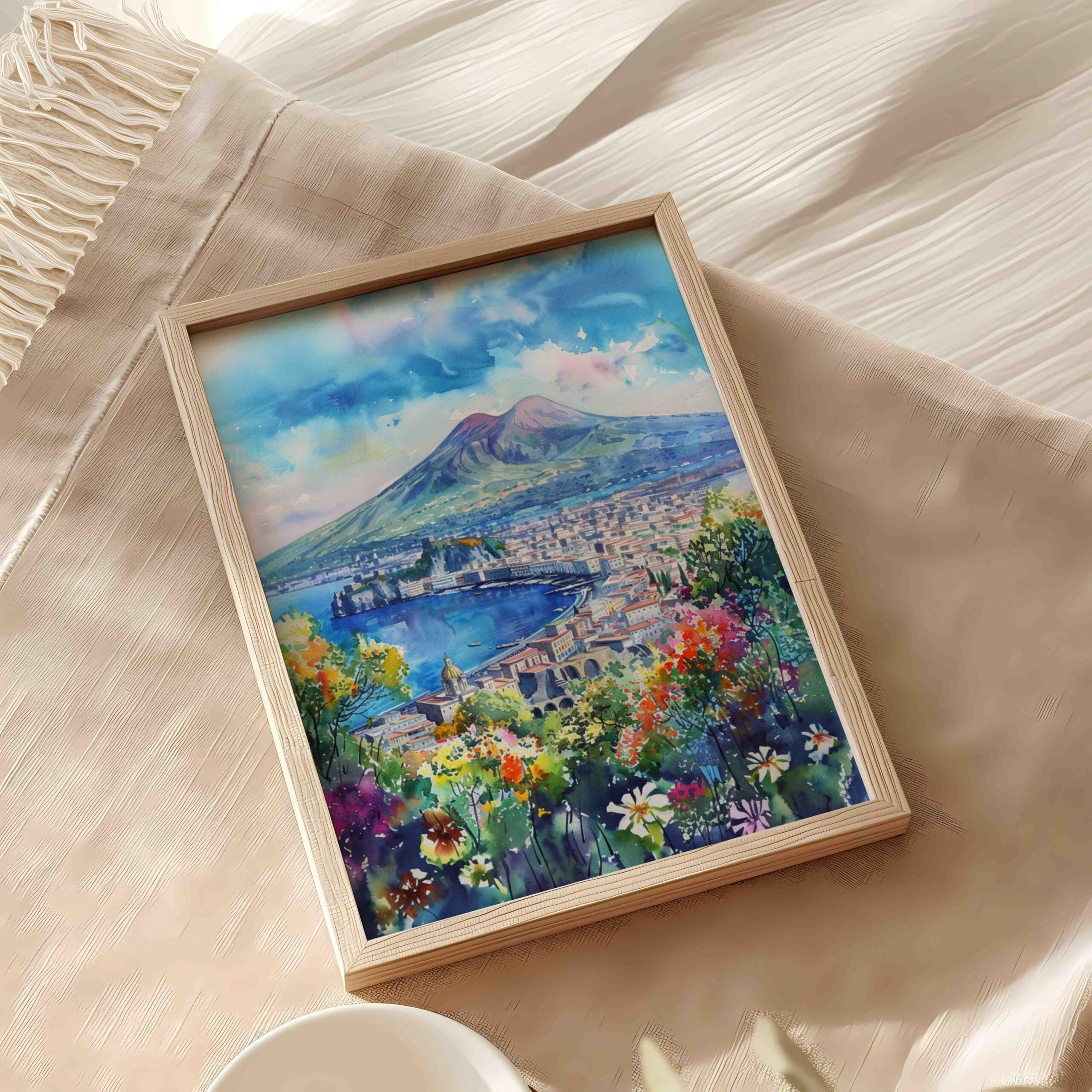 Mount Vesuvius Naples Italy Europe Watercolor Print: Travel Art Poster - Image 5
