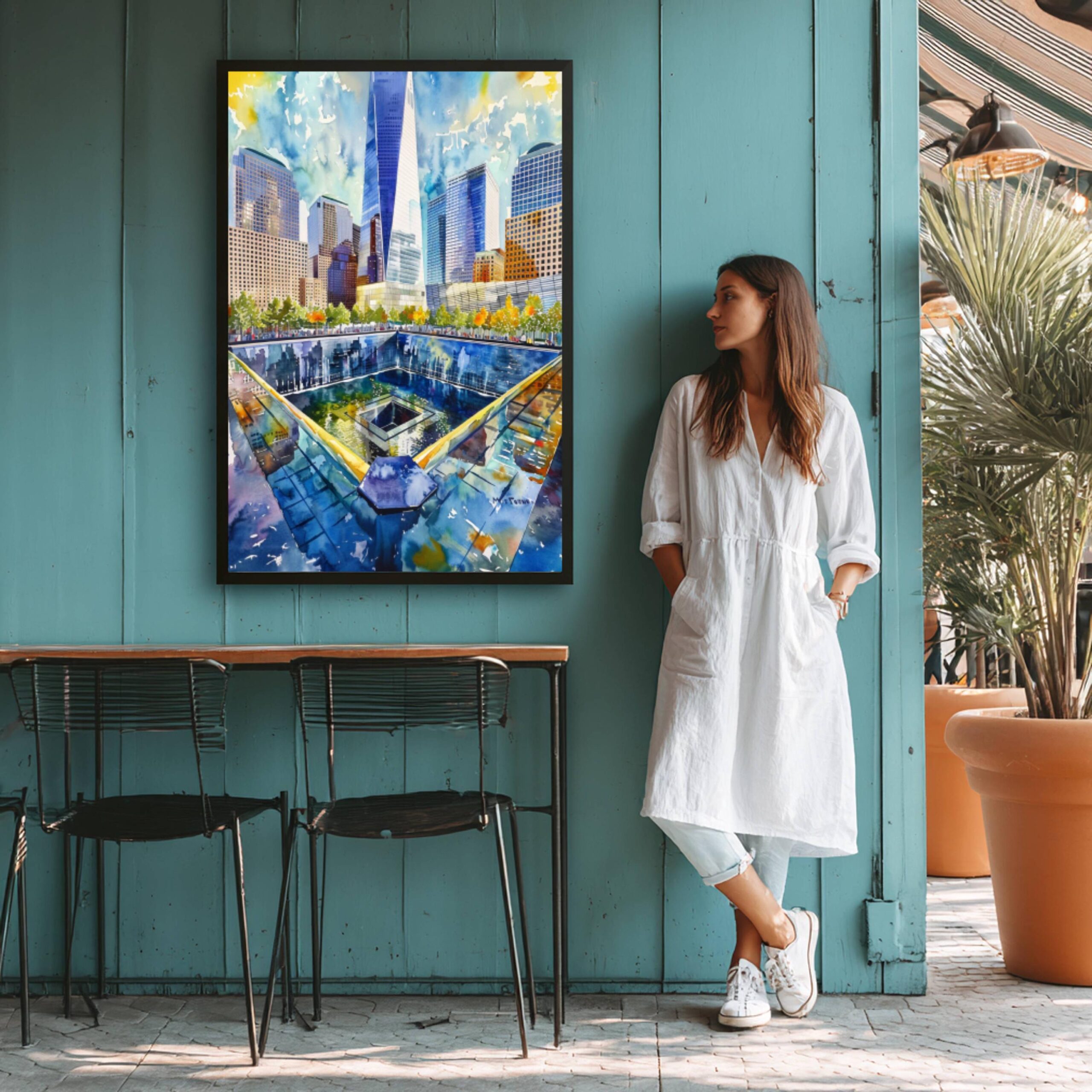 9/11 Memorial Ground Zero New York USA Watercolor Print: Travel Poster - Image 8