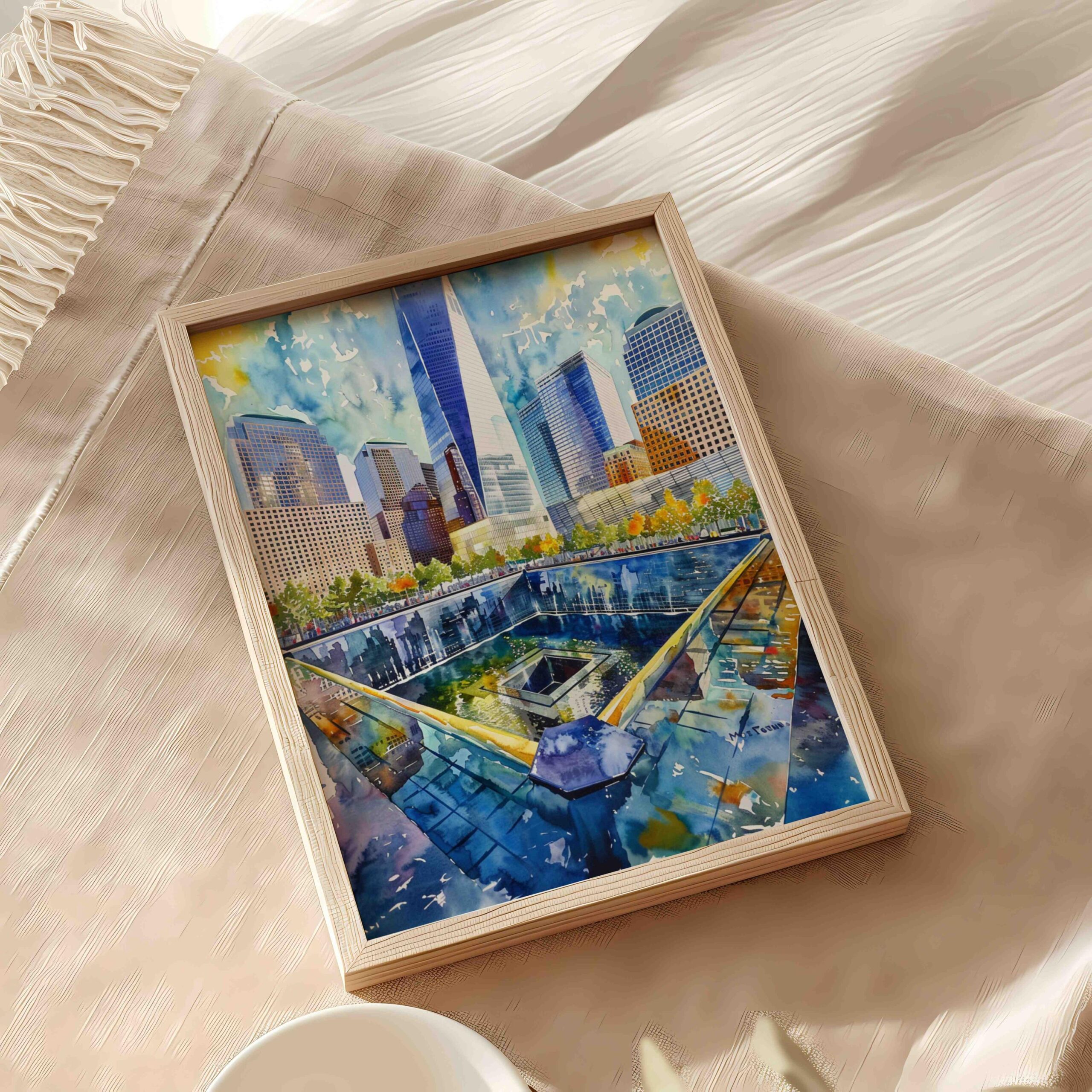 9/11 Memorial Ground Zero New York USA Watercolor Print: Travel Poster - Image 6