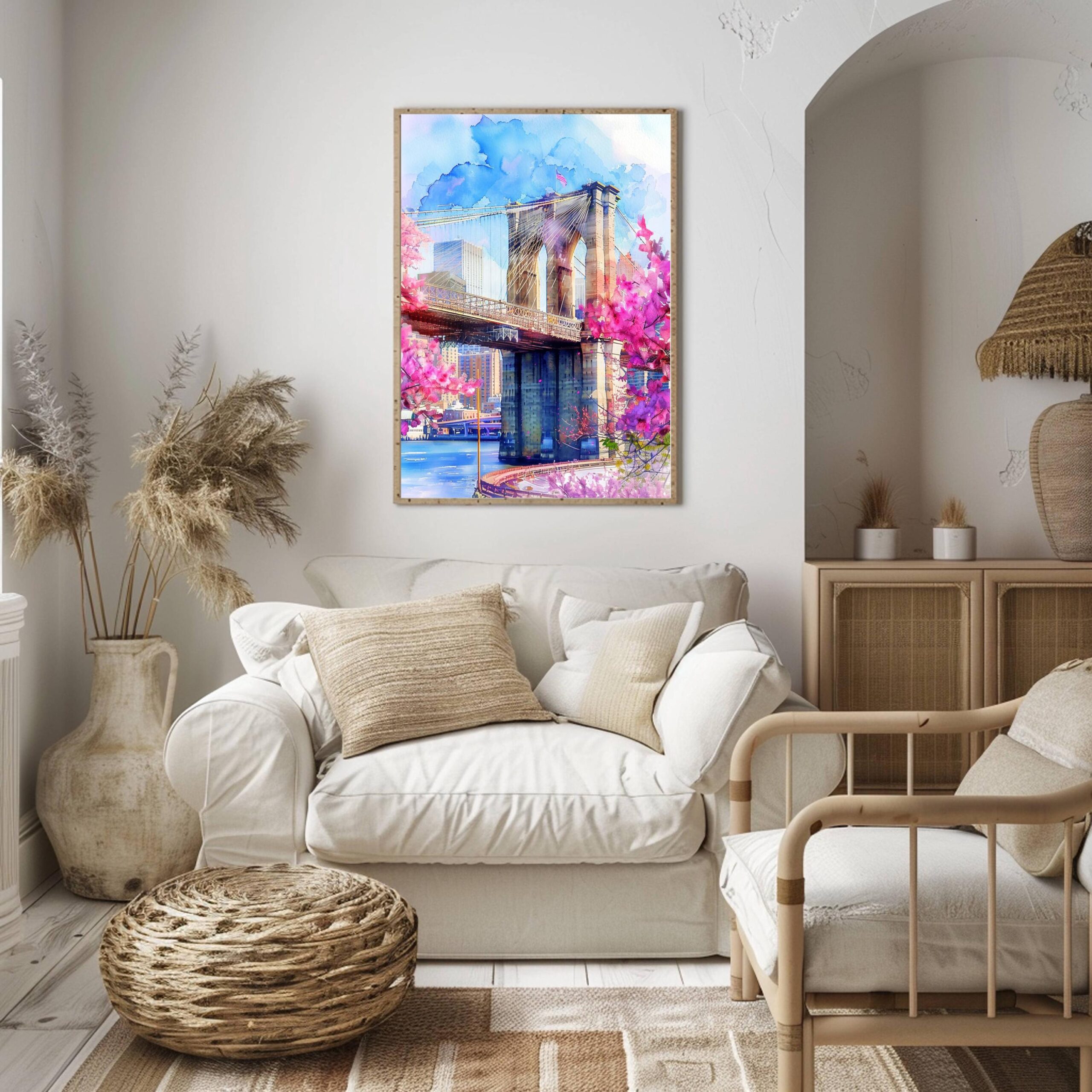 Brooklyn Bridge New York USA Watercolor Print: Travel Poster - Image 6