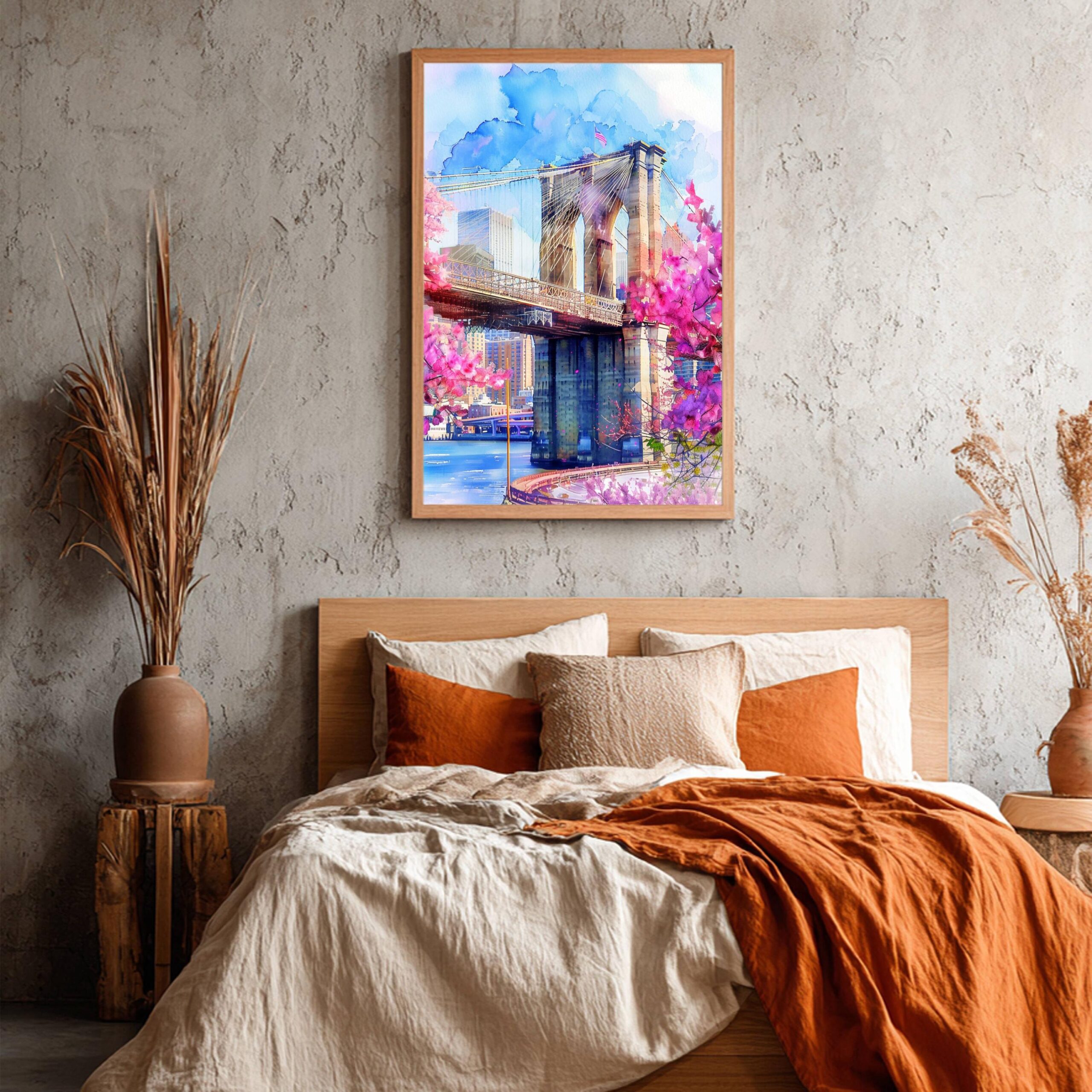 Brooklyn Bridge New York USA Watercolor Print: Travel Poster - Image 4