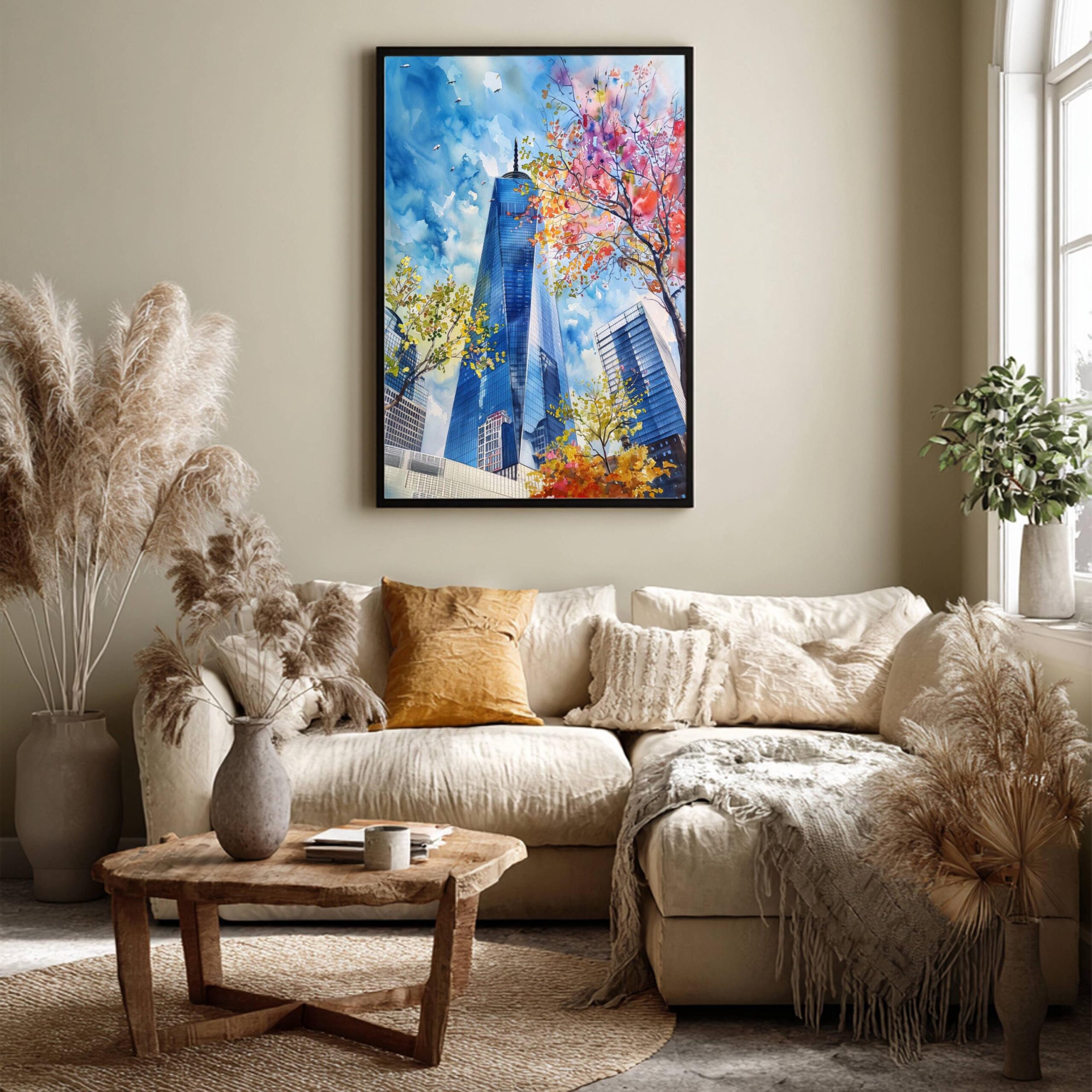 One World Trade Center Manhattan New York USA Watercolor Print: Travel Poster - Image 3