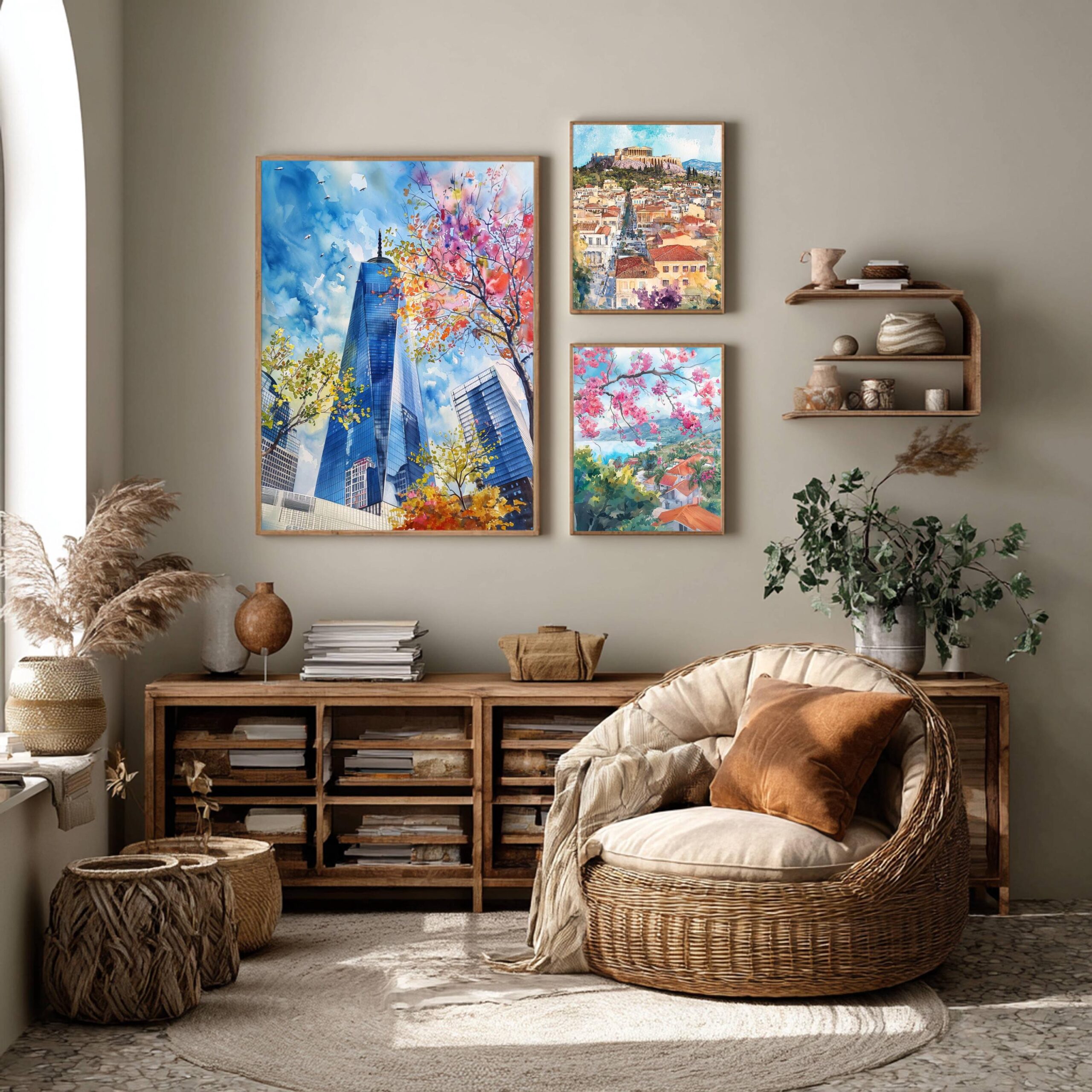 One World Trade Center Manhattan New York USA Watercolor Print: Travel Poster - Image 2