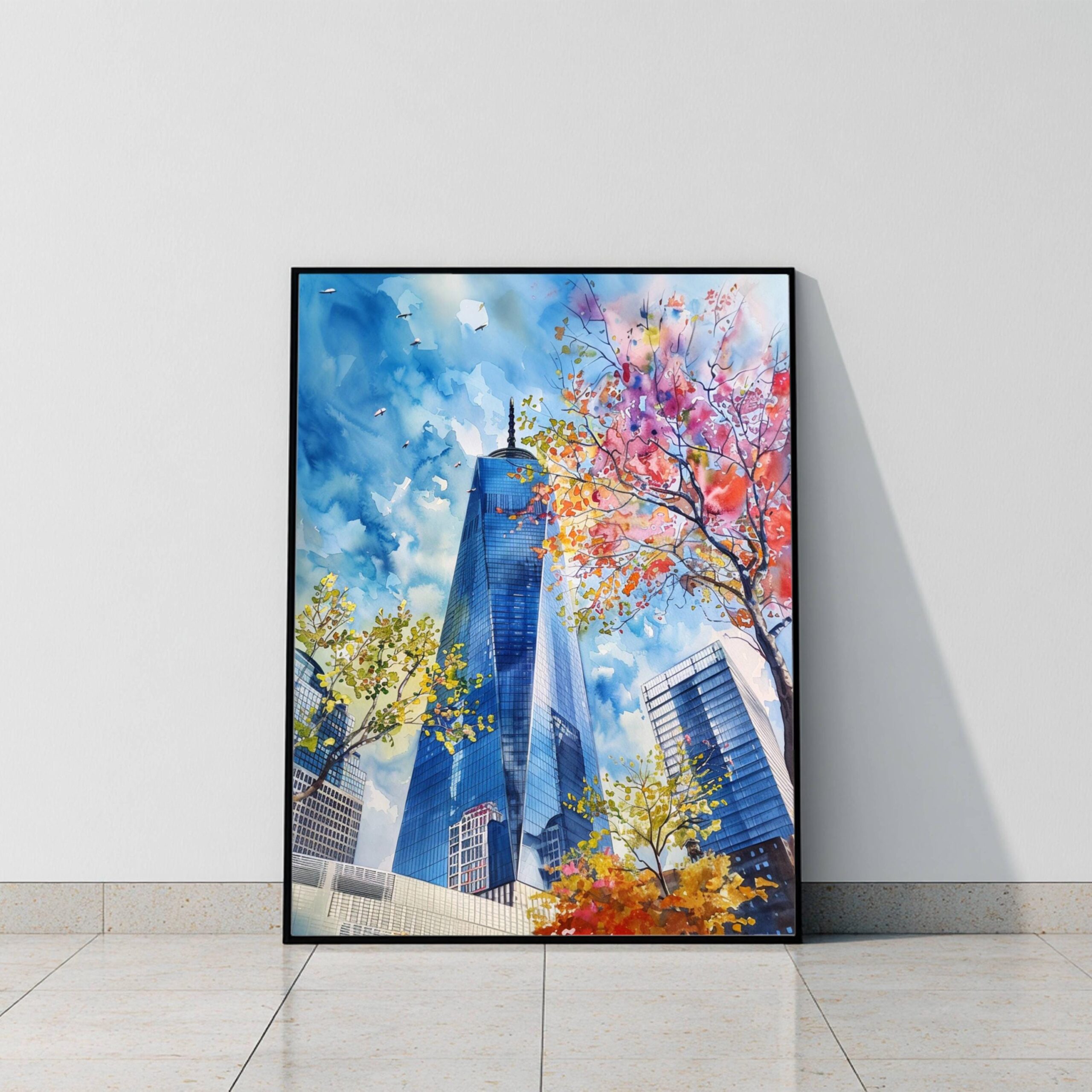 One World Trade Center Manhattan New York USA Watercolor Print: Travel Poster - Image 10