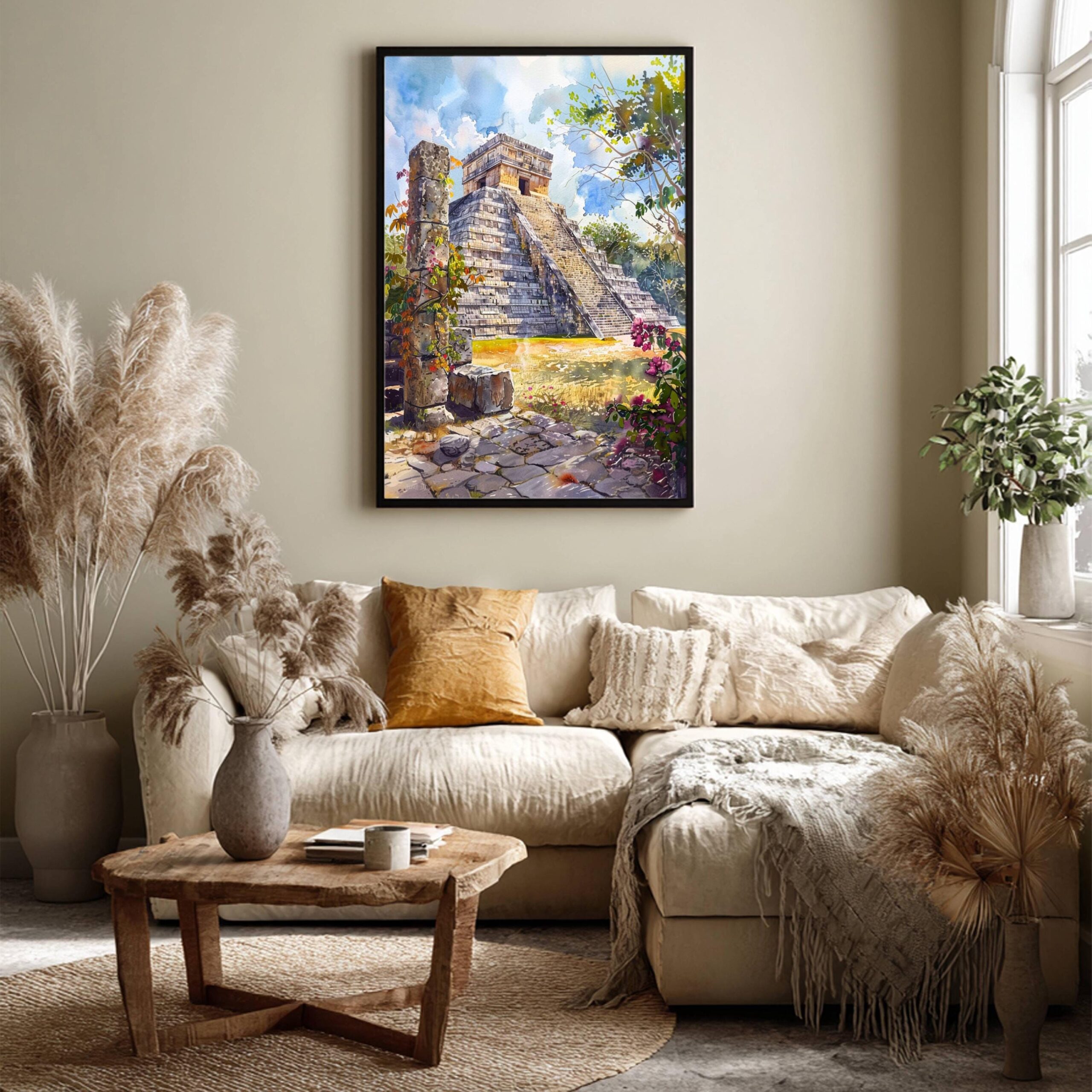 Chichen Itza Yucatan Mexico Watercolor Print: North America Travel Art Poster - Image 3