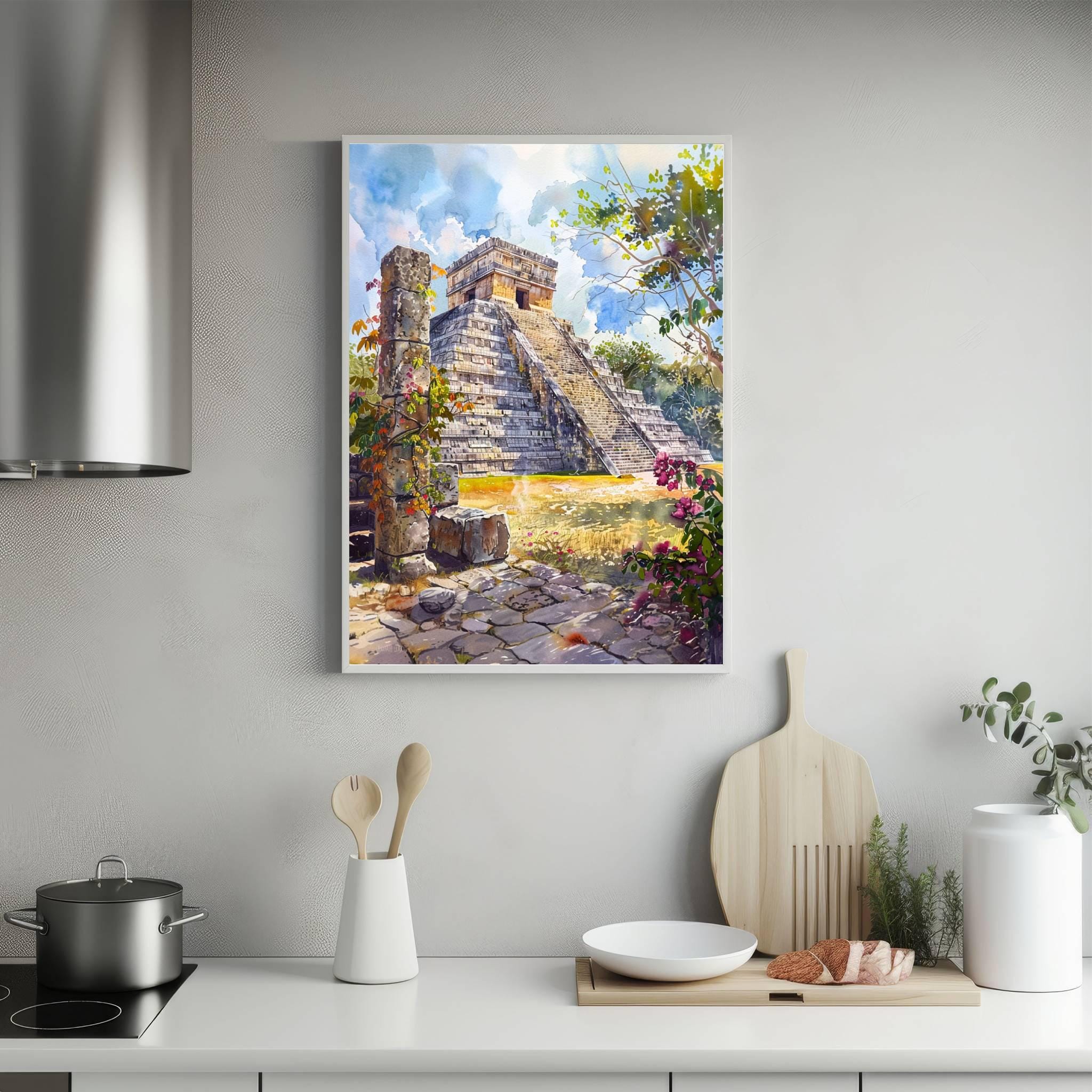 Chichen Itza Yucatan Mexico Watercolor Print: North America Travel Art Poster - Image 5
