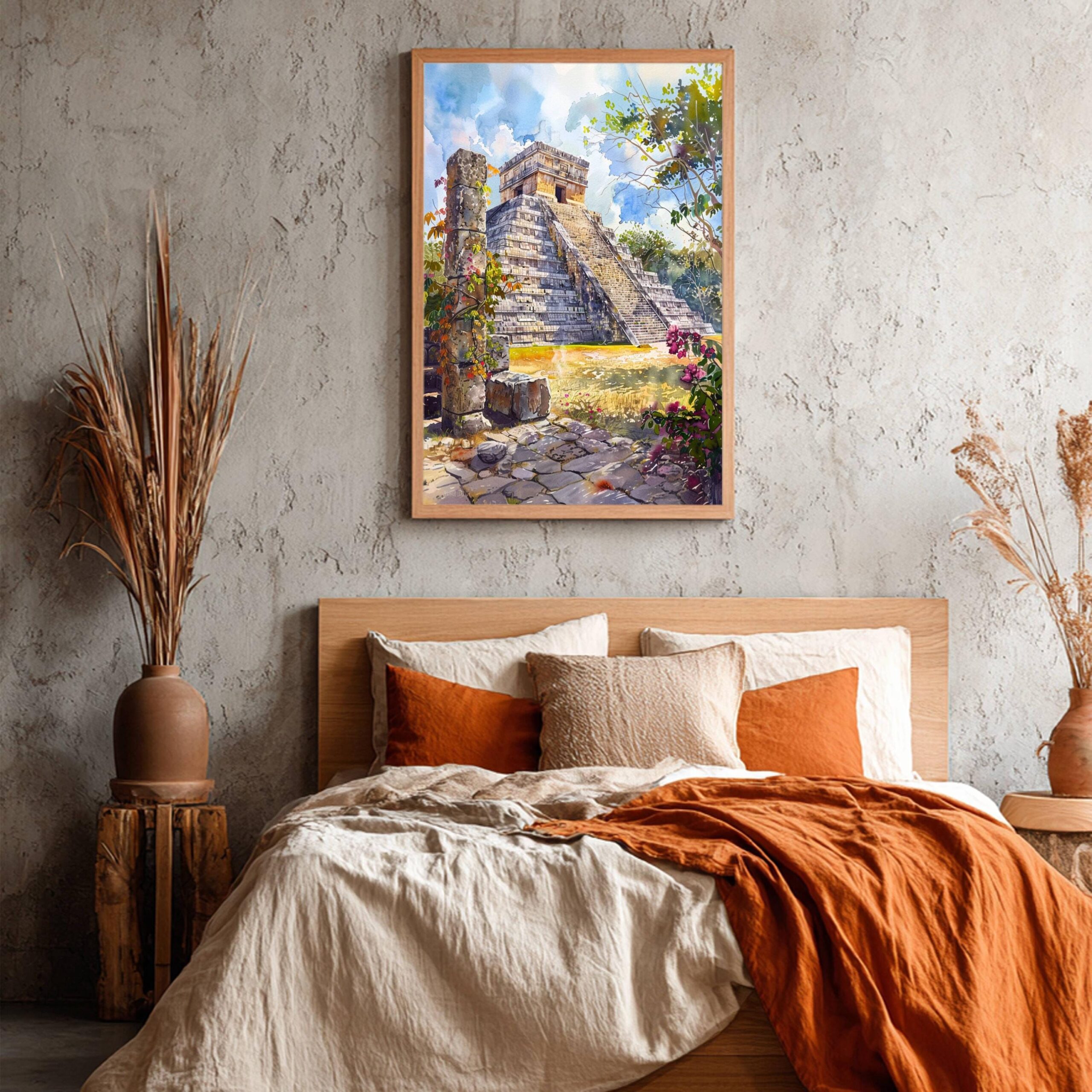 Chichen Itza Yucatan Mexico Watercolor Print: North America Travel Art Poster - Image 4