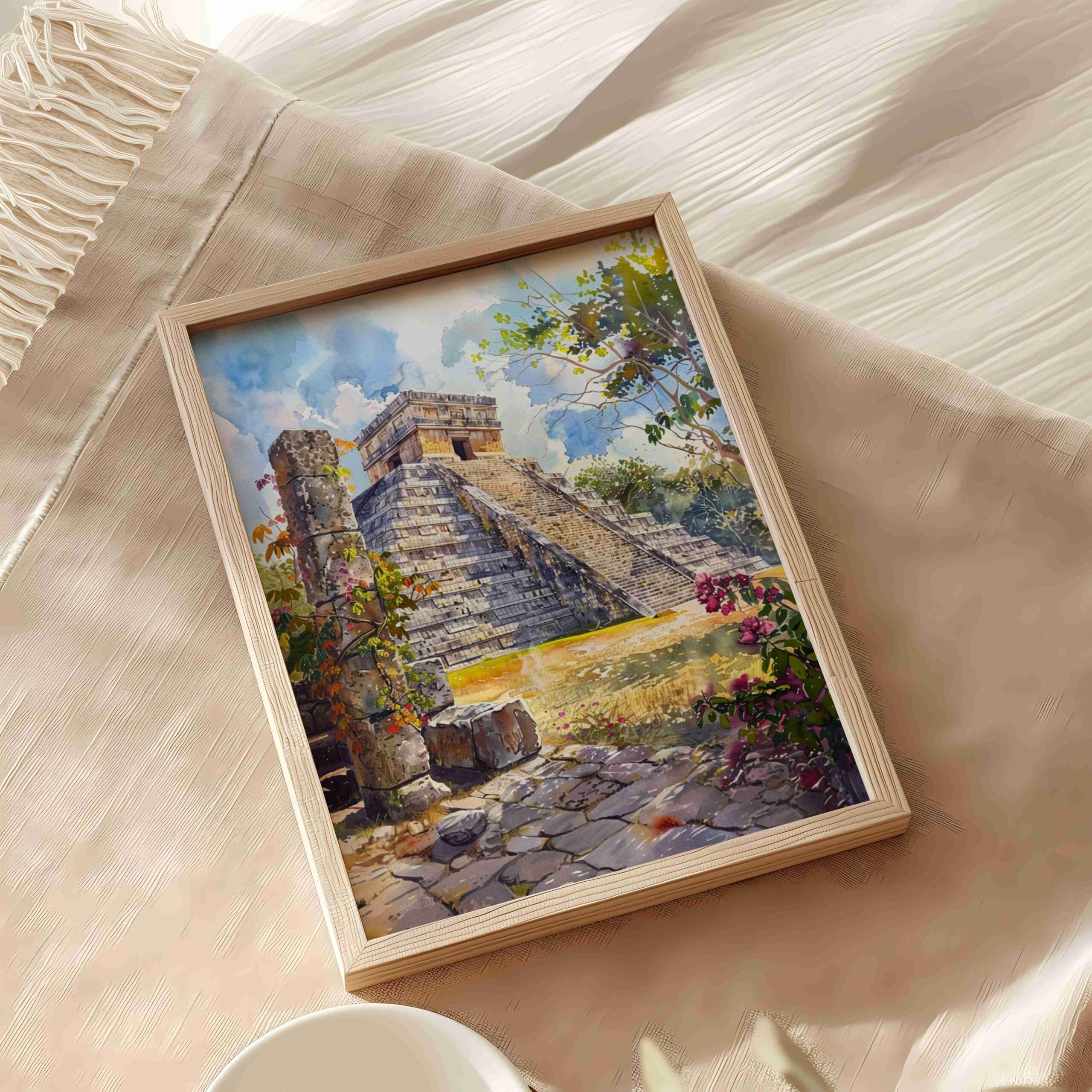 Chichen Itza Yucatan Mexico Watercolor Print: North America Travel Art Poster - Image 6