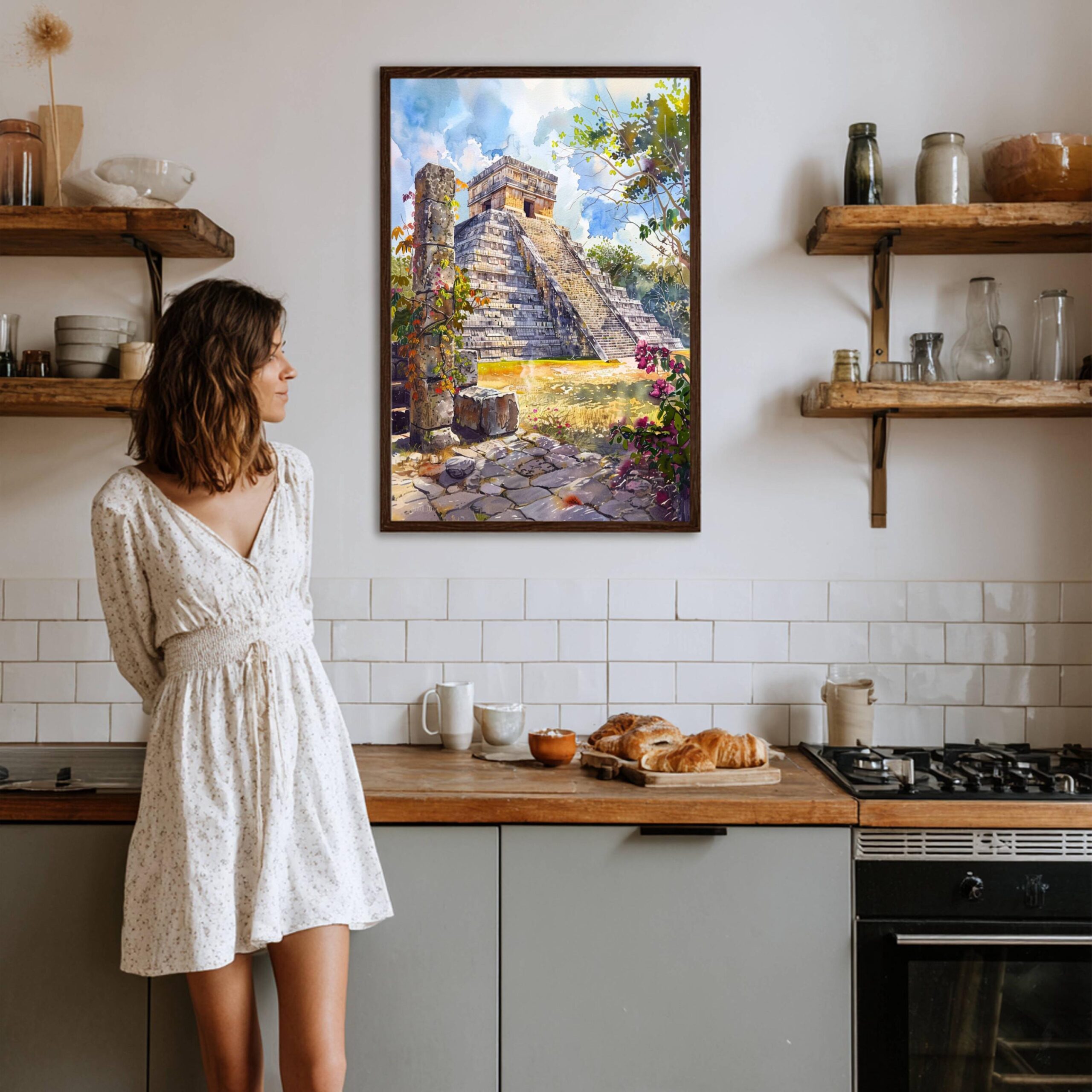 Chichen Itza Yucatan Mexico Watercolor Print: North America Travel Art Poster - Image 8