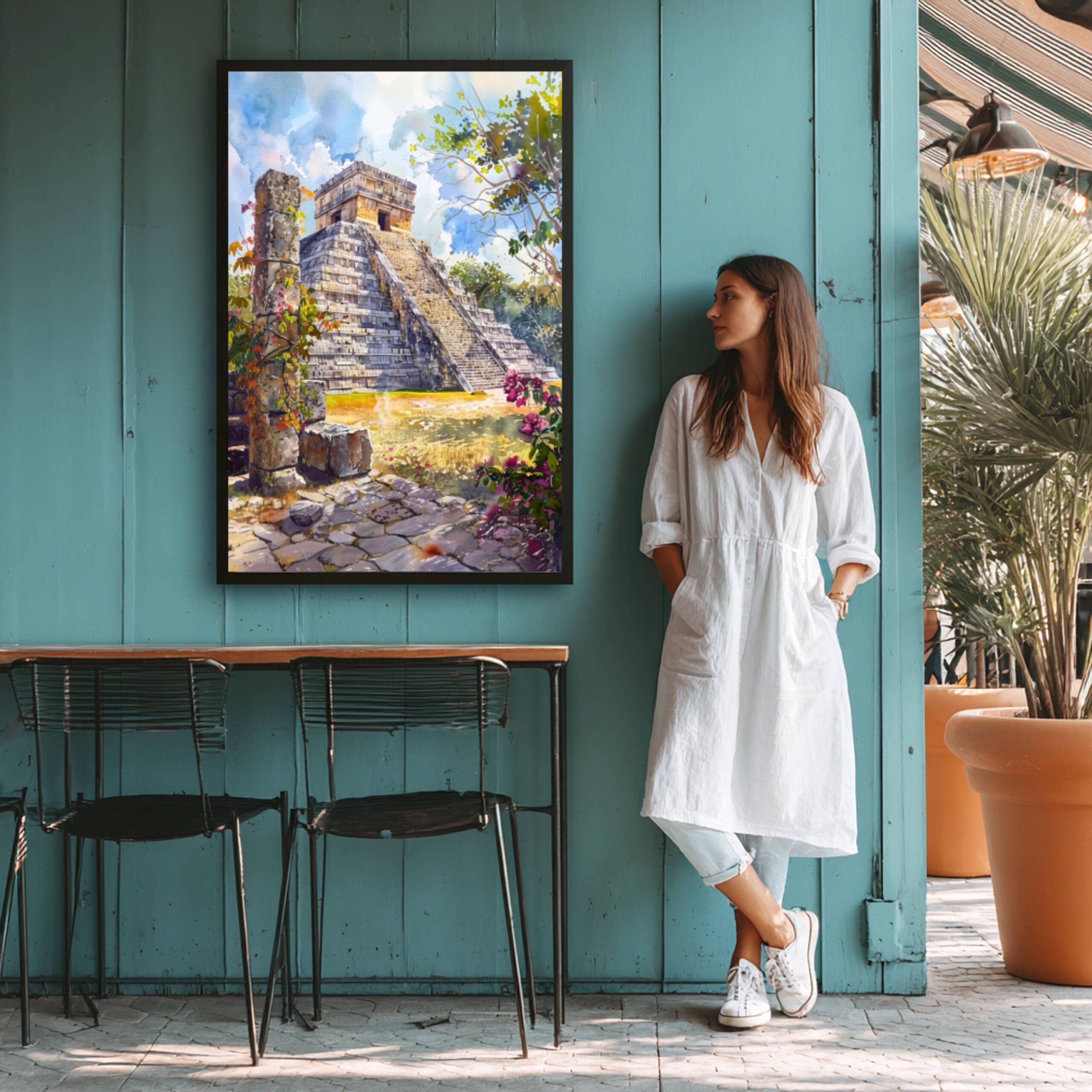 Chichen Itza Yucatan Mexico Watercolor Print: North America Travel Art Poster - Image 9