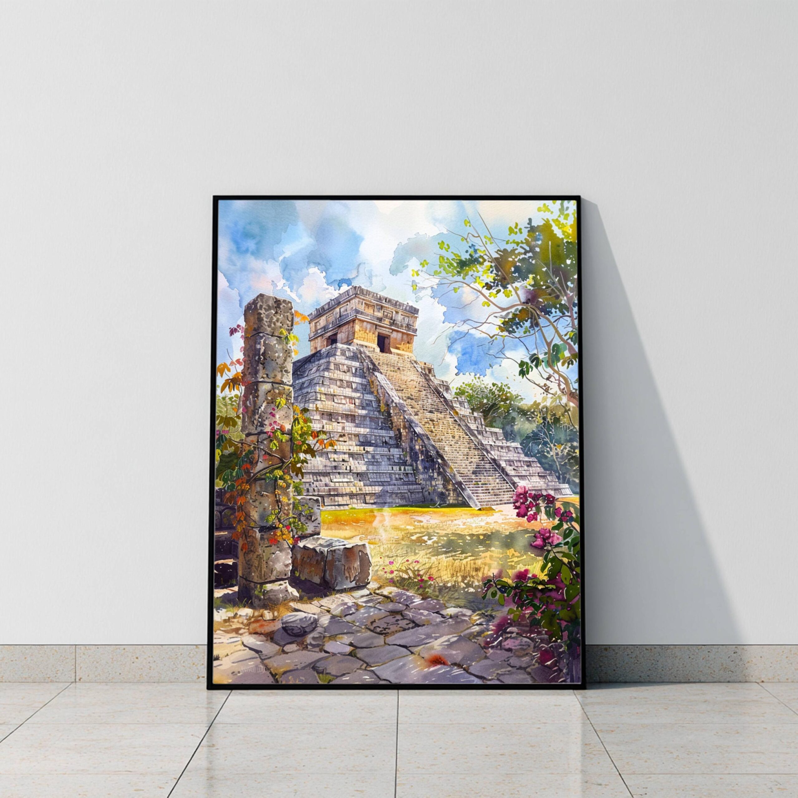 Chichen Itza Yucatan Mexico Watercolor Print: North America Travel Art Poster - Image 10