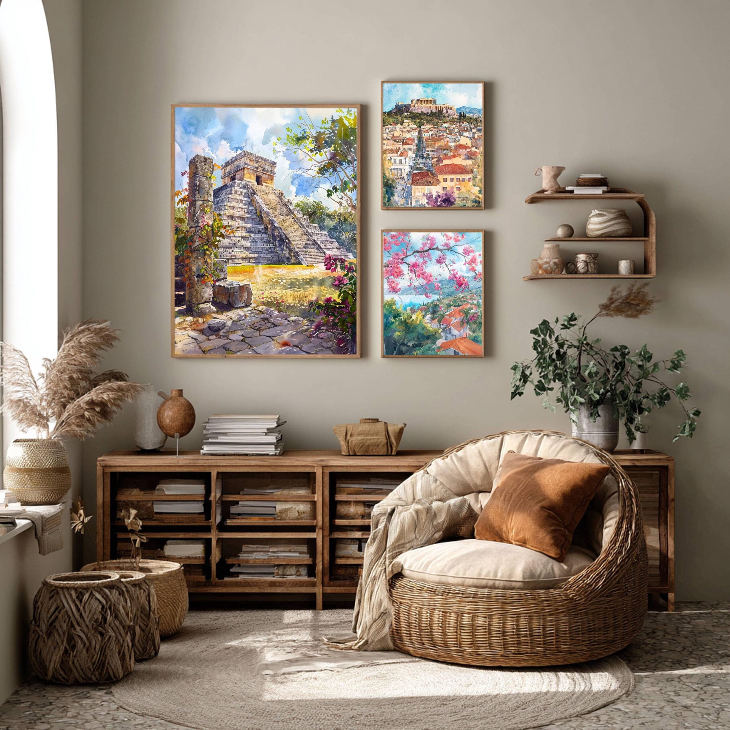 Chichen Itza Yucatan Mexico Watercolor Print: North America Travel Art Poster - Image 2